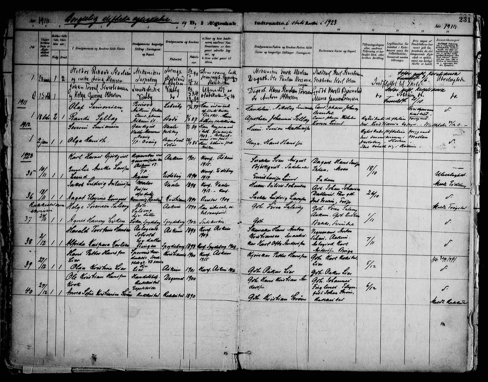 Askim prestekontor Kirkebøker, AV/SAO-A-10900/F/Fa/L0008: Parish register (official) no. 8, 1898-1912, p. 231