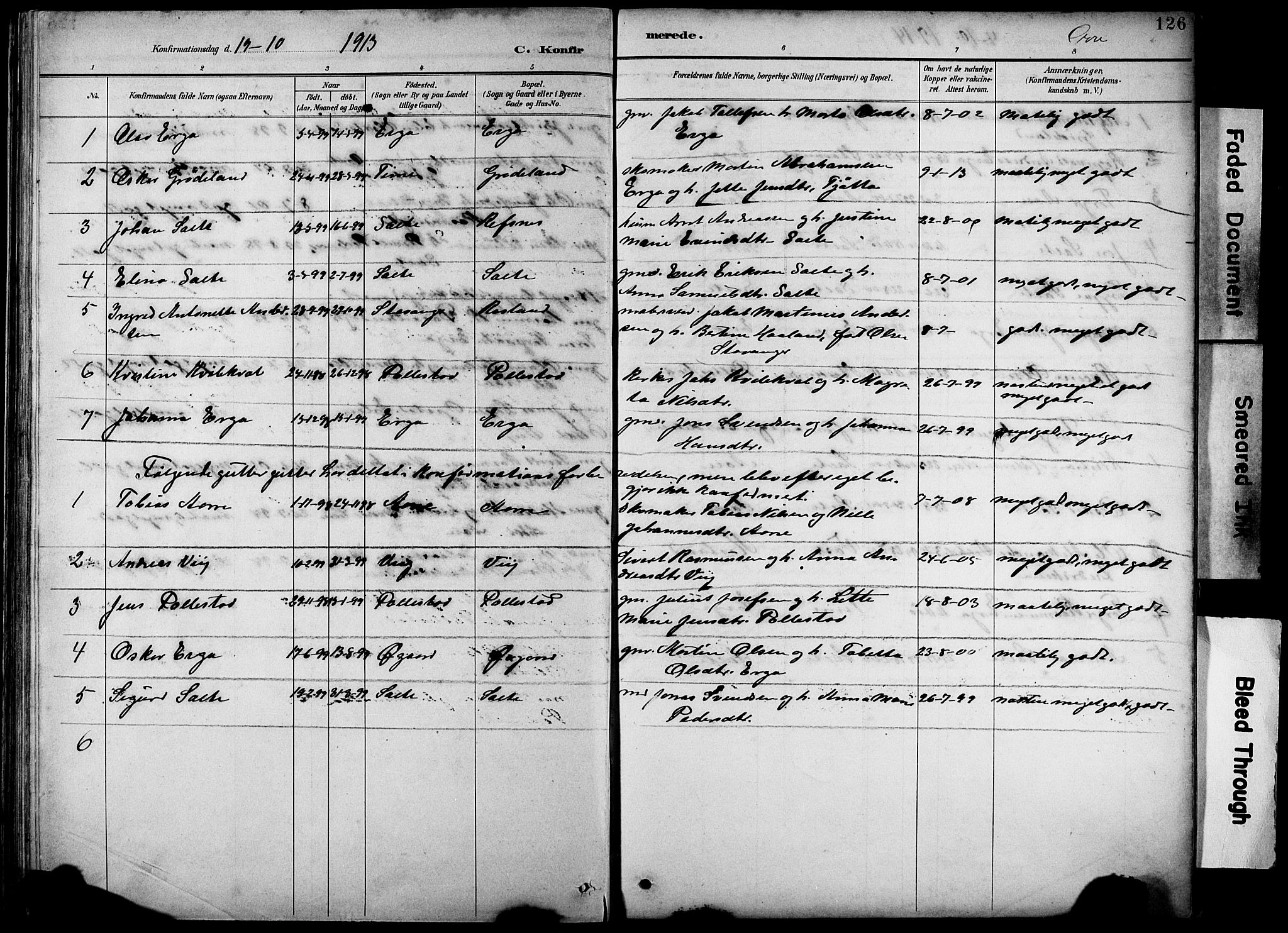Klepp sokneprestkontor, SAST/A-101803/001/3/30BB/L0005: Parish register (copy) no. B 5, 1889-1918, p. 126