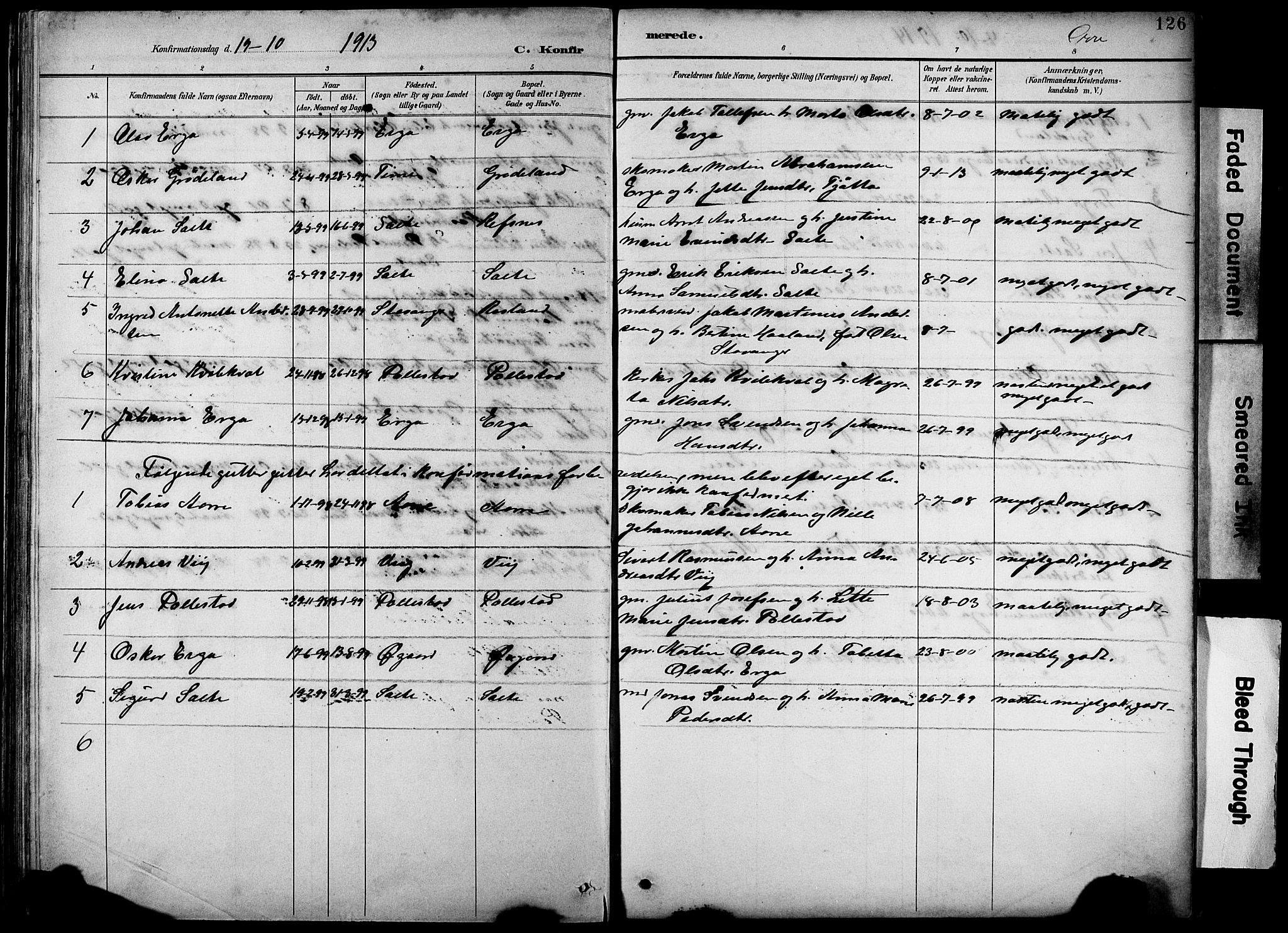 Klepp sokneprestkontor, AV/SAST-A-101803/001/3/30BB/L0005: Parish register (copy) no. B 5, 1889-1918, p. 126