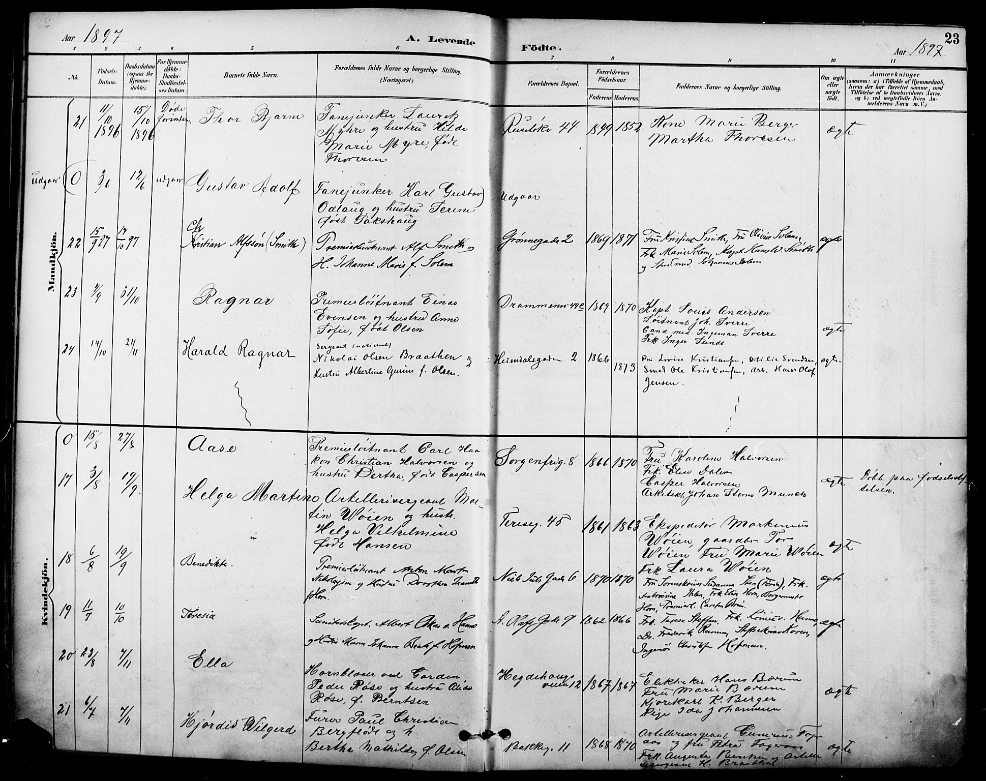 Garnisonsmenigheten Kirkebøker, SAO/A-10846/F/Fa/L0013: Parish register (official) no. 13, 1894-1904, p. 23