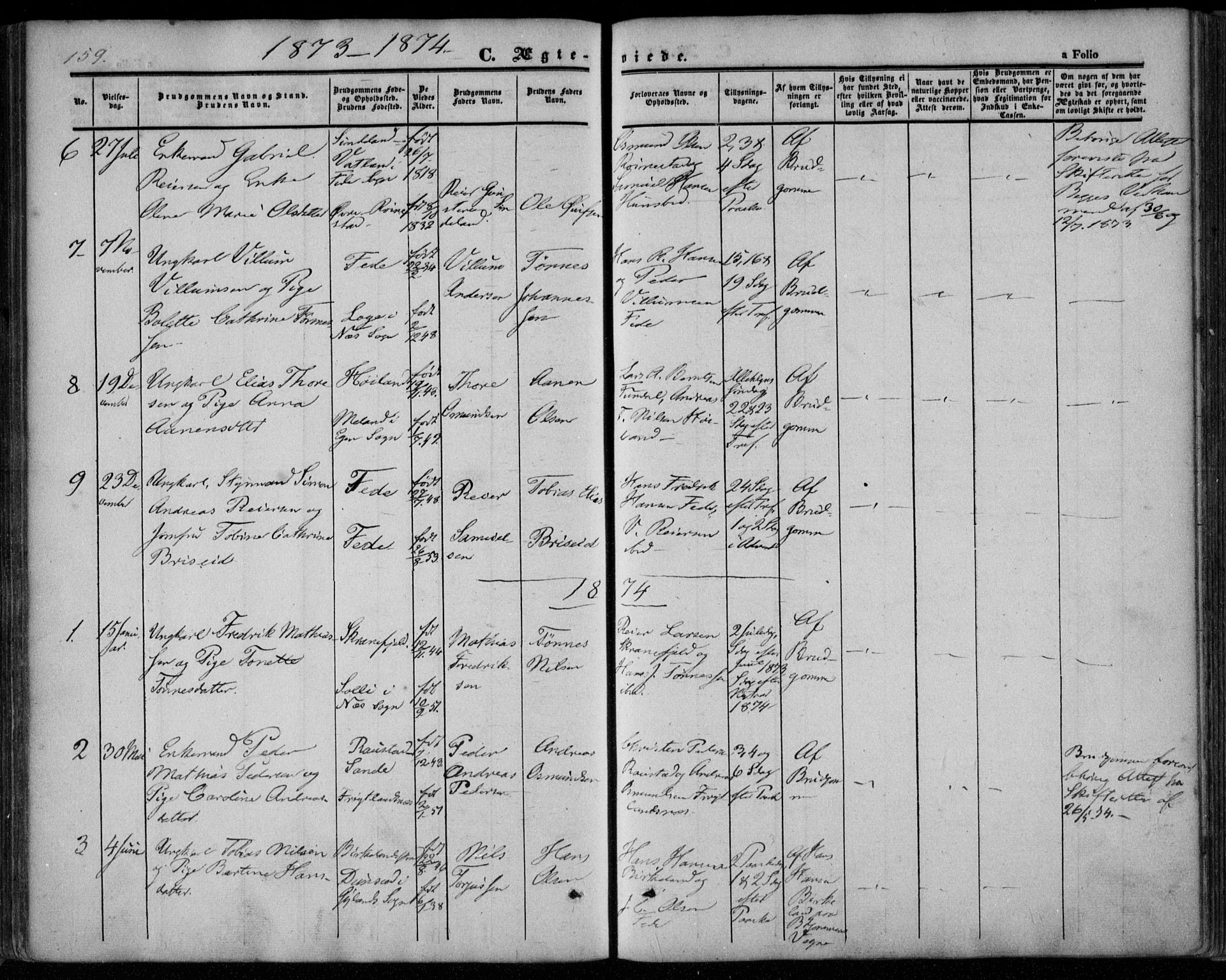 Kvinesdal sokneprestkontor, AV/SAK-1111-0026/F/Fa/Faa/L0002: Parish register (official) no. A 2, 1850-1876, p. 159