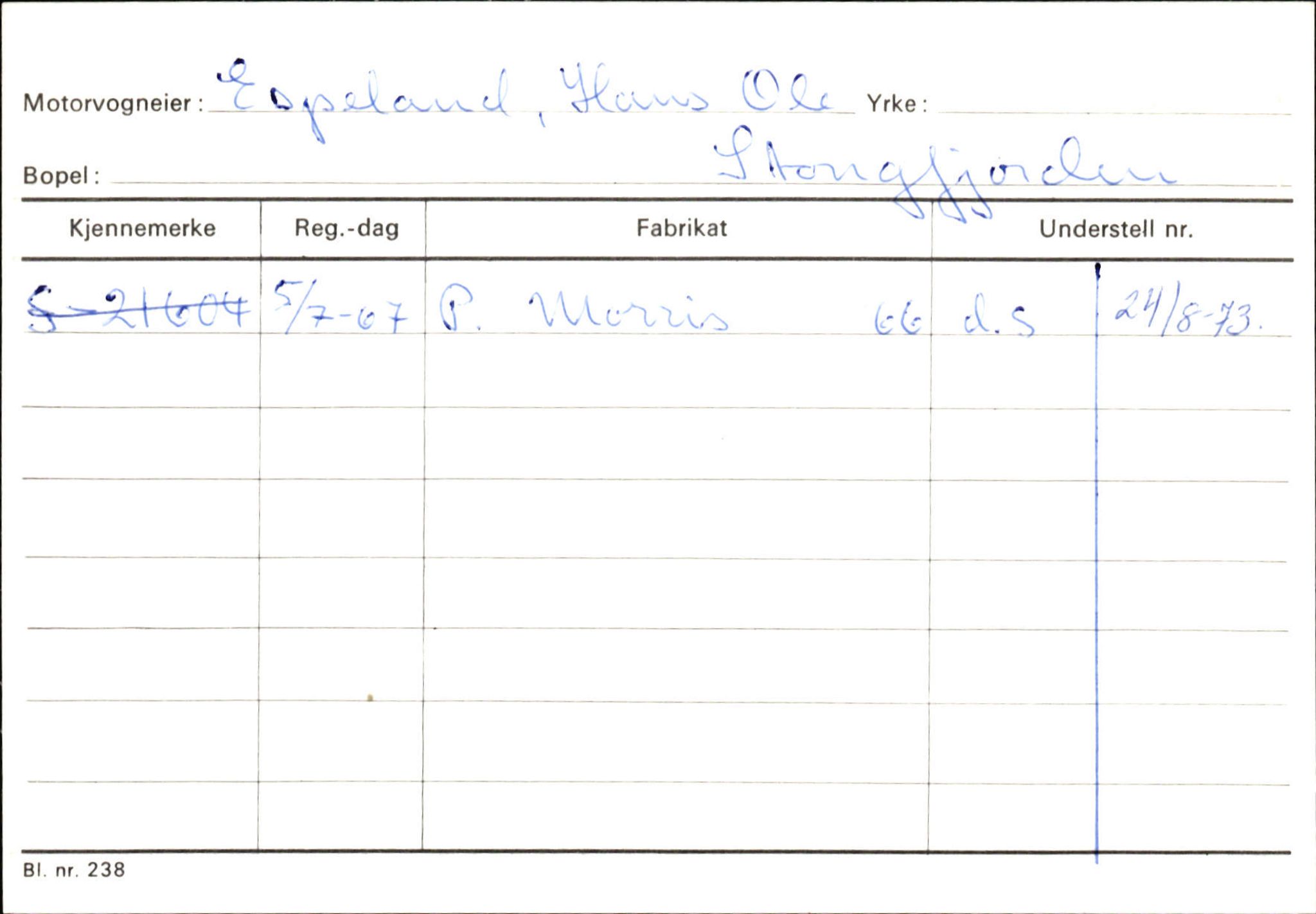 Statens vegvesen, Sogn og Fjordane vegkontor, AV/SAB-A-5301/4/F/L0132: Eigarregister Askvoll A-Å. Balestrand A-Å, 1945-1975, p. 233