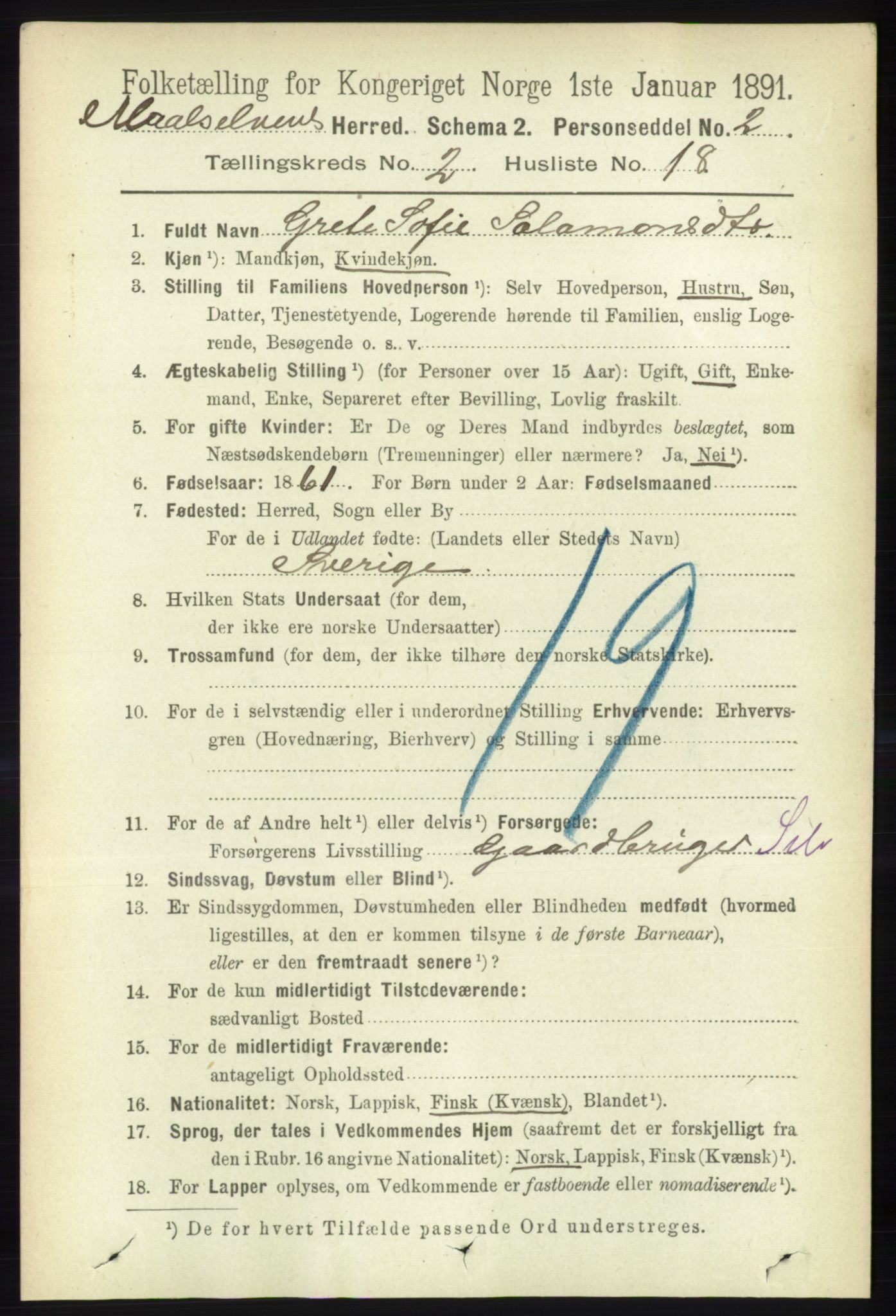 RA, 1891 census for 1924 Målselv, 1891, p. 397