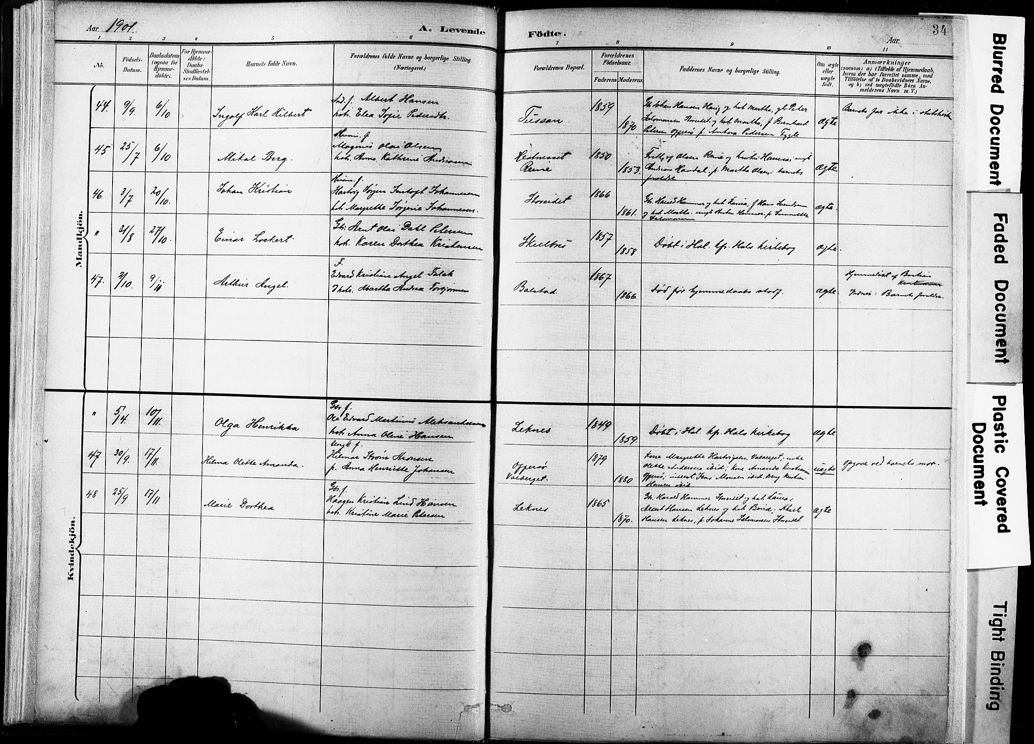 Ministerialprotokoller, klokkerbøker og fødselsregistre - Nordland, AV/SAT-A-1459/881/L1151: Parish register (official) no. 881A04, 1899-1907, p. 34