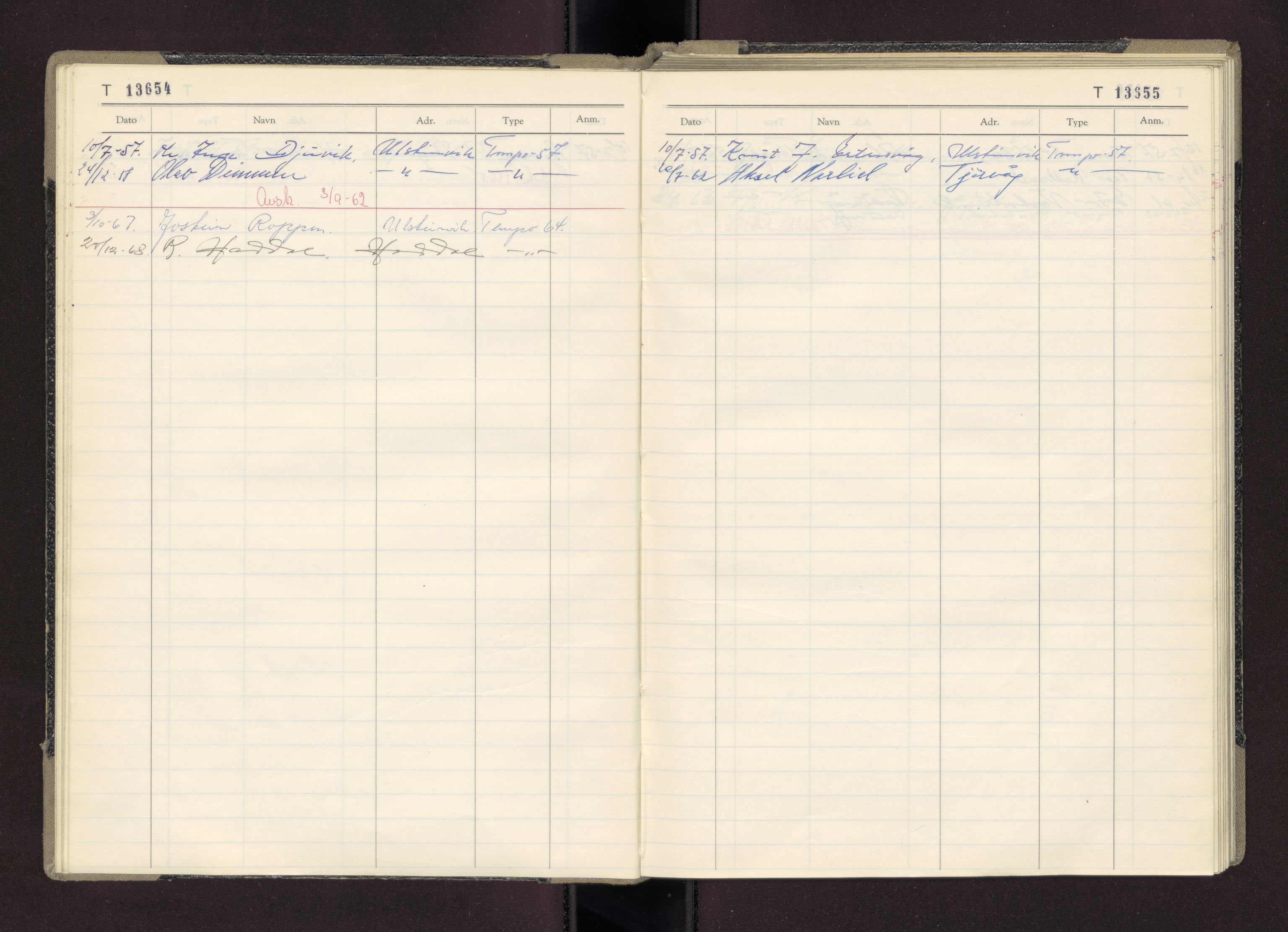 Møre og Romsdal vegkontor - Ålesund trafikkstasjon, AV/SAT-A-4099/F/Fc/L0011: Bilregister; T 13601 - T 13999, 1955-1970
