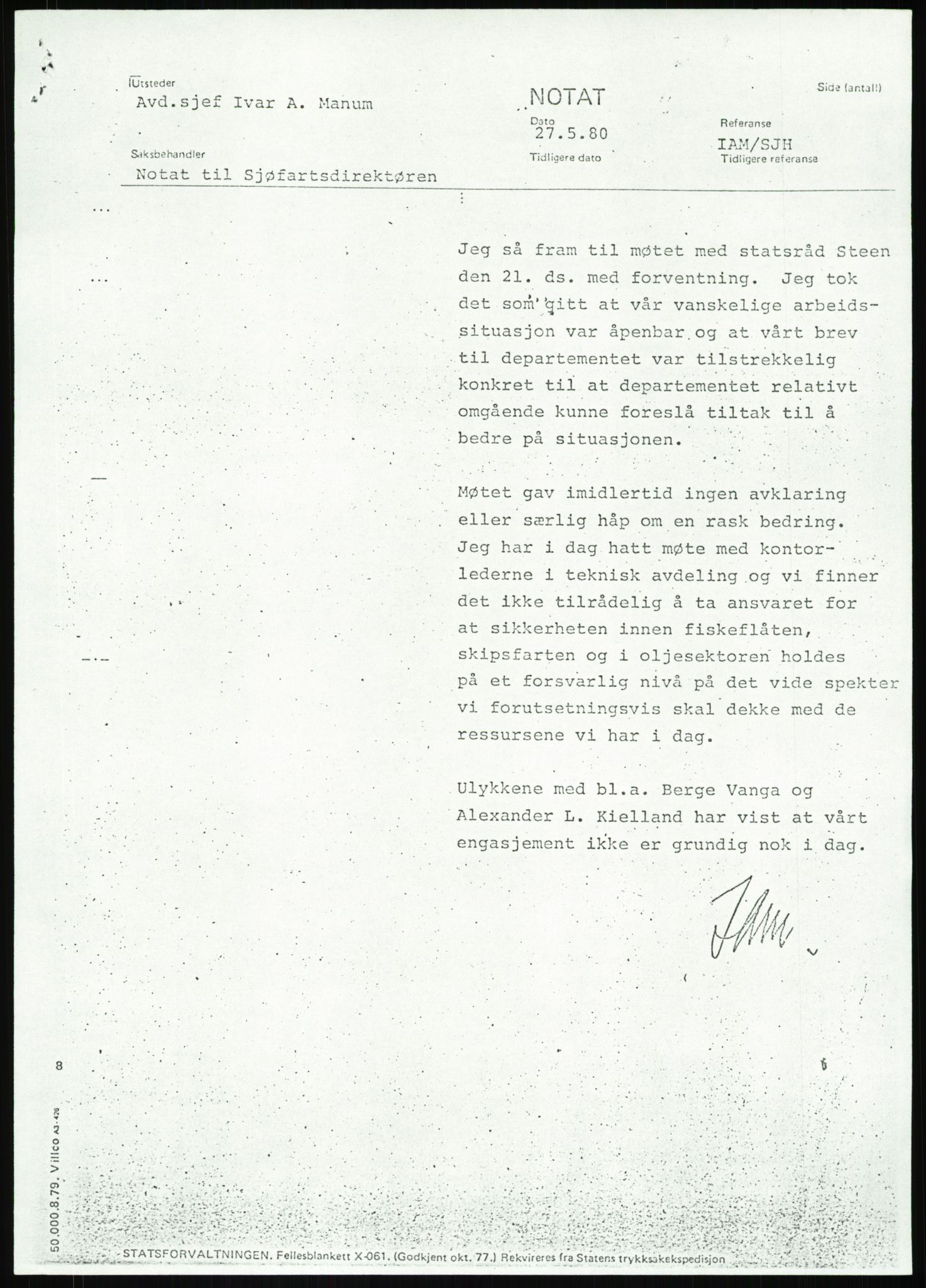 Justisdepartementet, Granskningskommisjonen ved Alexander Kielland-ulykken 27.3.1980, RA/S-1165/D/L0013: H Sjøfartsdirektoratet og Skipskontrollen (H25-H43, H45, H47-H48, H50, H52)/I Det norske Veritas (I34, I41, I47), 1980-1981, p. 171