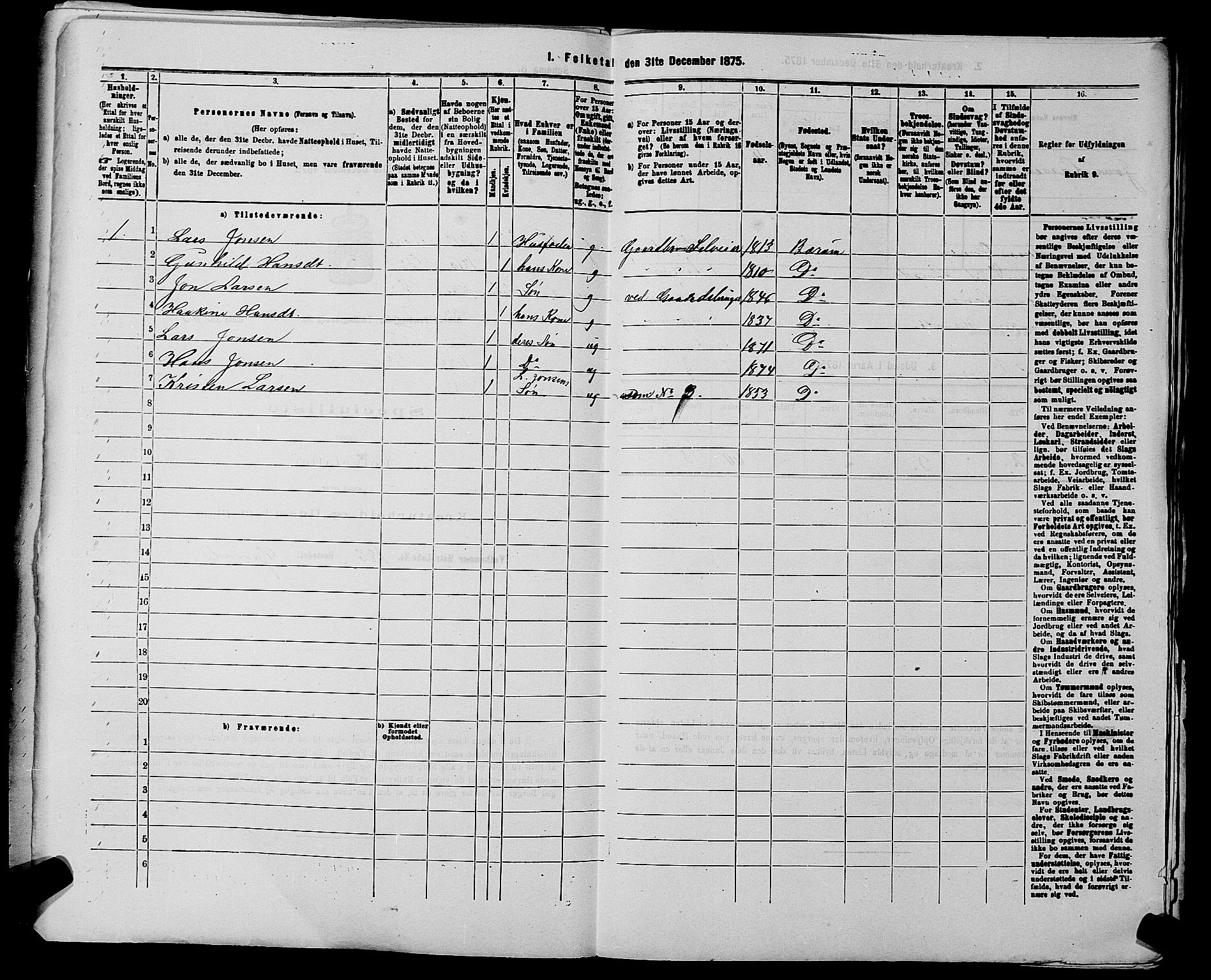 RA, 1875 census for 0220P Asker, 1875, p. 2804