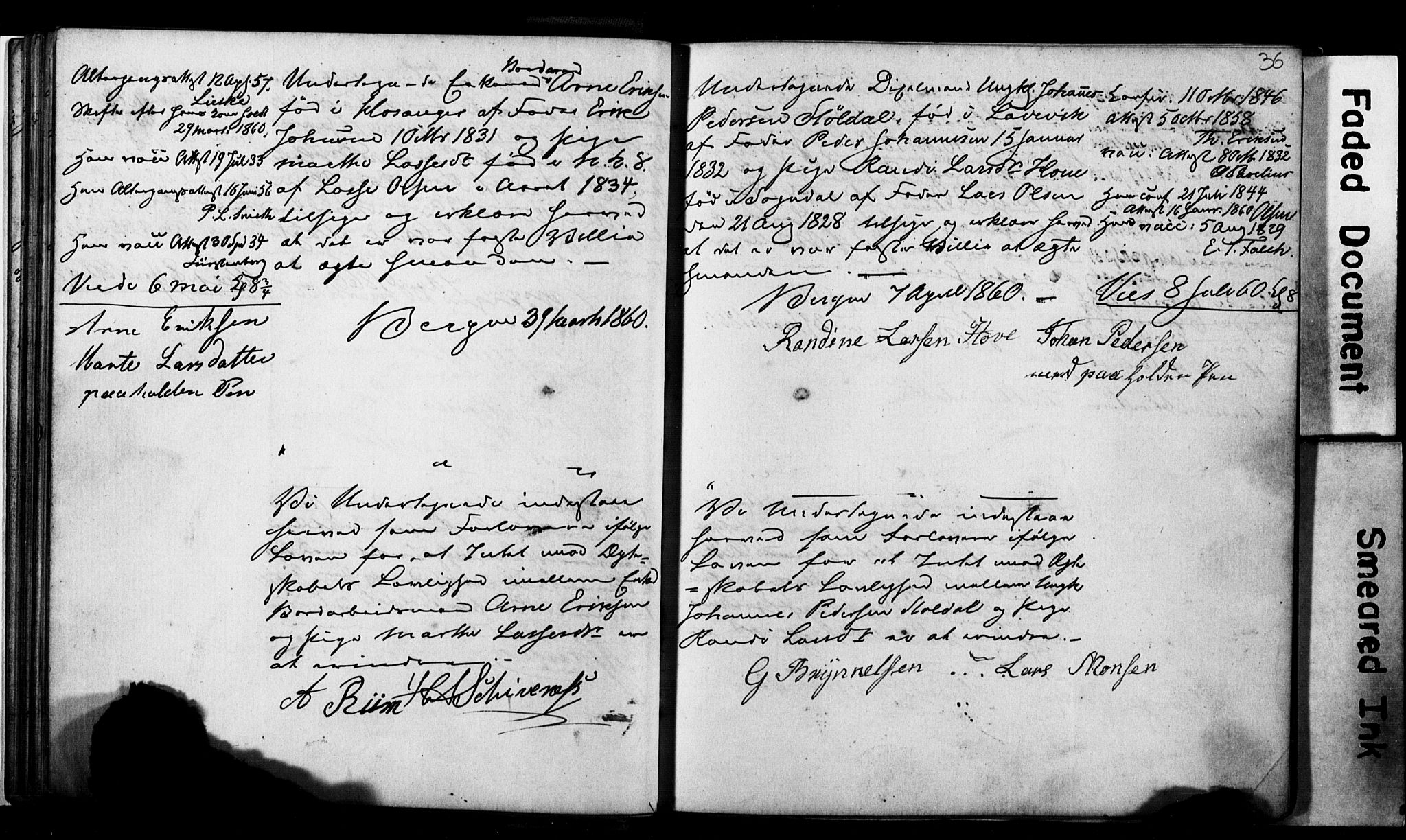 Korskirken sokneprestembete, AV/SAB-A-76101: Best man's statements no. II.5.2, 1859-1865, p. 36