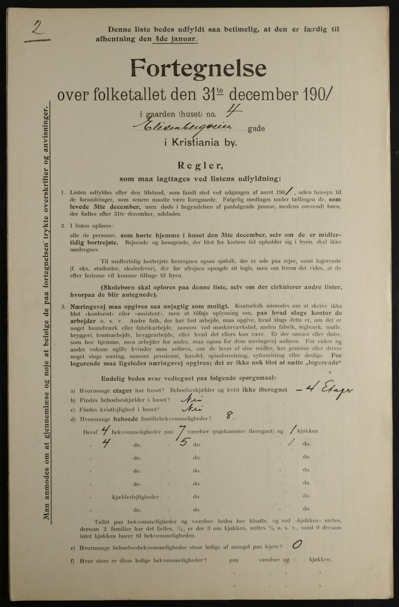 OBA, Municipal Census 1901 for Kristiania, 1901, p. 3254