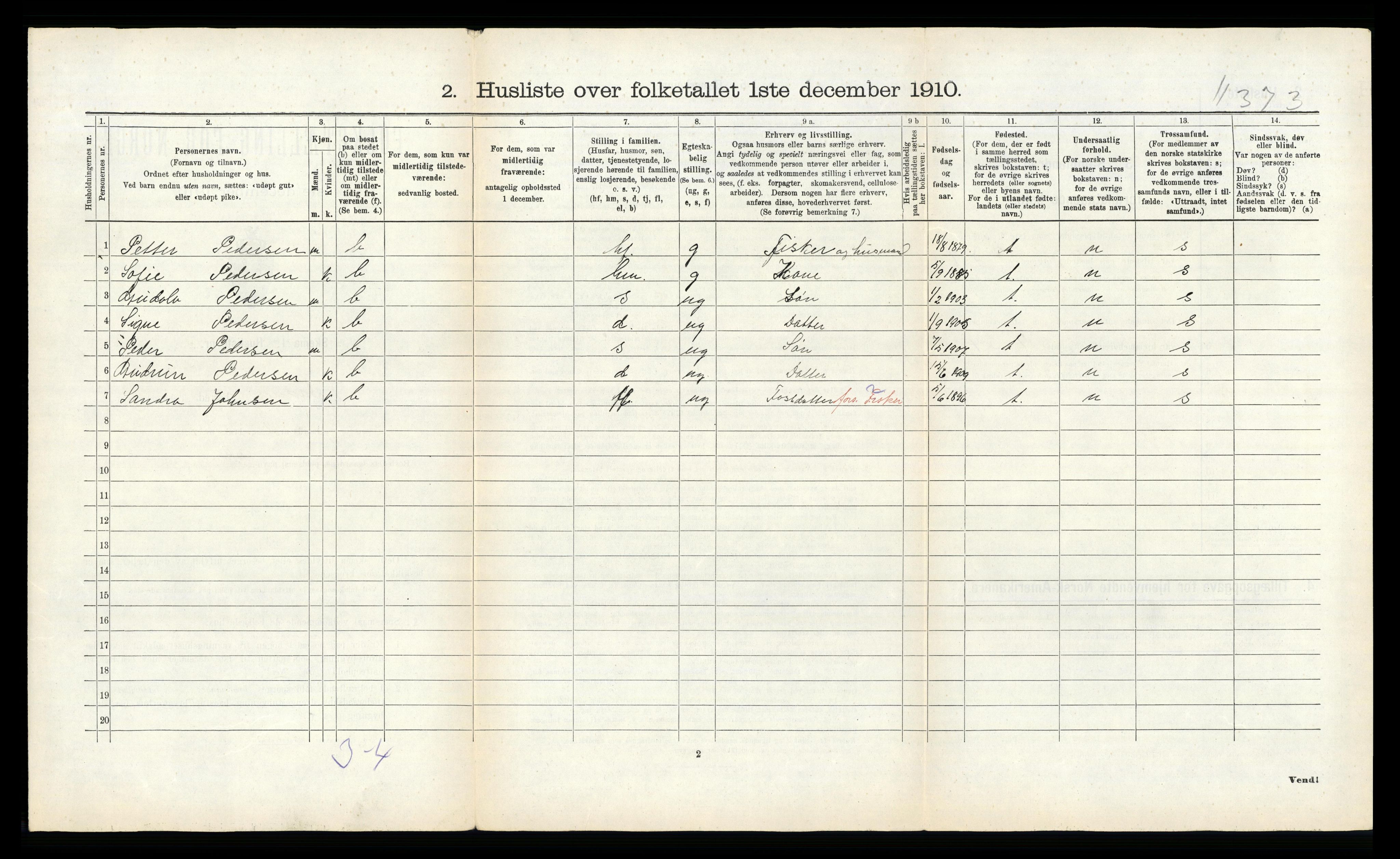 RA, 1910 census for Dønnes, 1910, p. 211