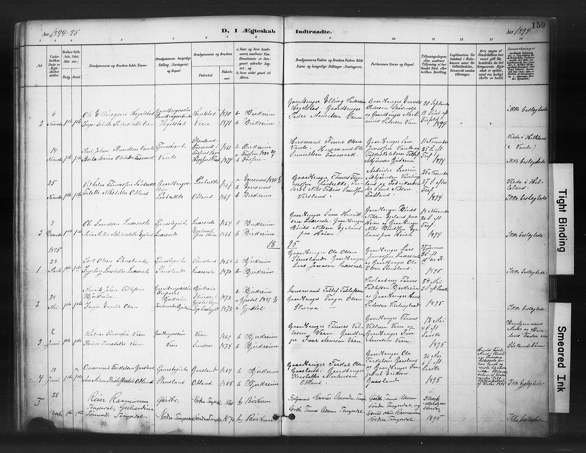 Helleland sokneprestkontor, AV/SAST-A-101810: Parish register (copy) no. B 5, 1887-1908, p. 159