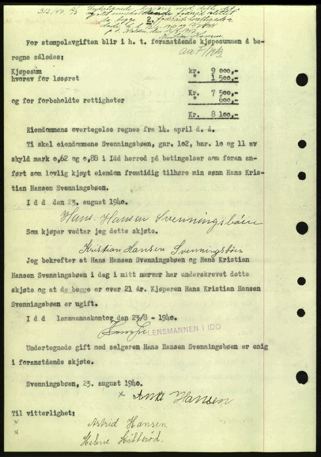 Idd og Marker sorenskriveri, AV/SAO-A-10283/G/Gb/Gbb/L0004: Mortgage book no. A4, 1940-1941, Diary no: : 729/1940