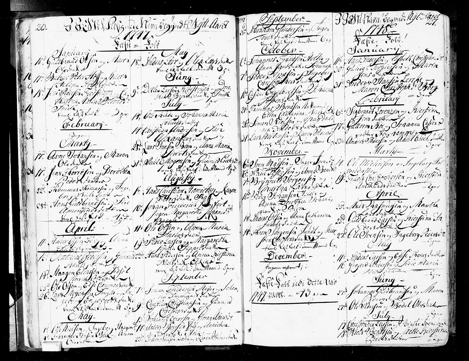Oslo domkirke Kirkebøker, SAO/A-10752/F/Fa/L0004: Parish register (official) no. 4, 1743-1786, p. 26-27