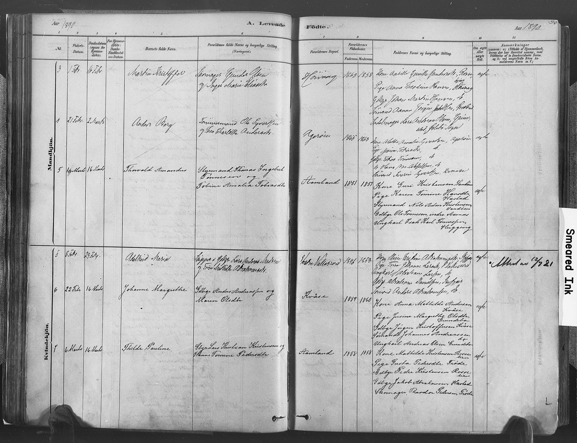 Høvåg sokneprestkontor, AV/SAK-1111-0025/F/Fa/L0005: Parish register (official) no. A 5, 1878-1893, p. 90