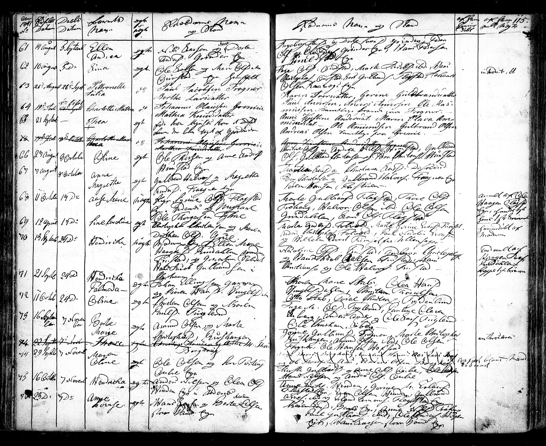 Nes prestekontor Kirkebøker, AV/SAO-A-10410/F/Fa/L0006: Parish register (official) no. I 6, 1833-1845, p. 115