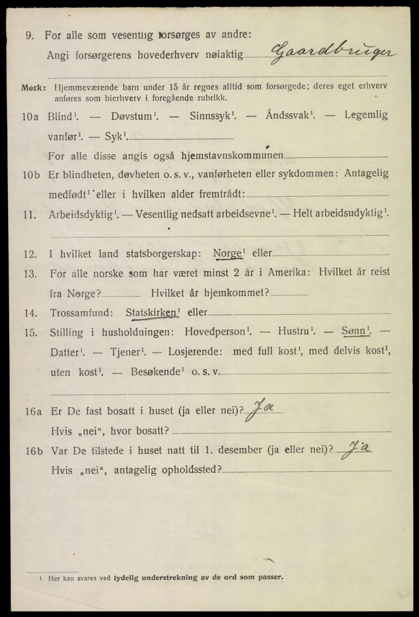 SAK, 1920 census for Birkenes, 1920, p. 4114