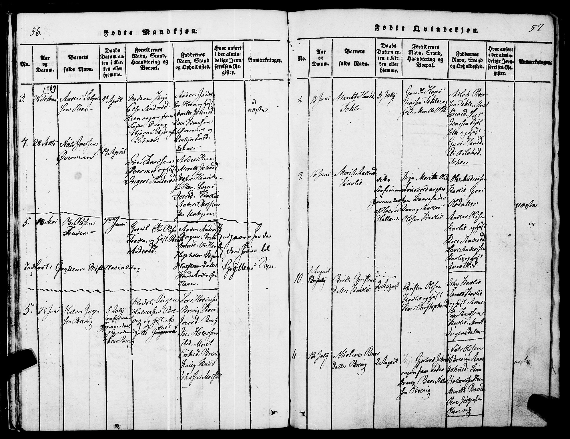 Ministerialprotokoller, klokkerbøker og fødselsregistre - Møre og Romsdal, AV/SAT-A-1454/545/L0585: Parish register (official) no. 545A01, 1818-1853, p. 56-57