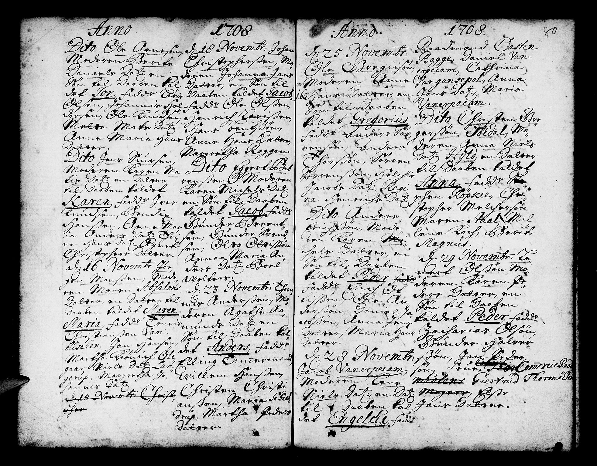 Nykirken Sokneprestembete, AV/SAB-A-77101/H/Haa/L0002: Parish register (official) no. A 2, 1700-1723, p. 80