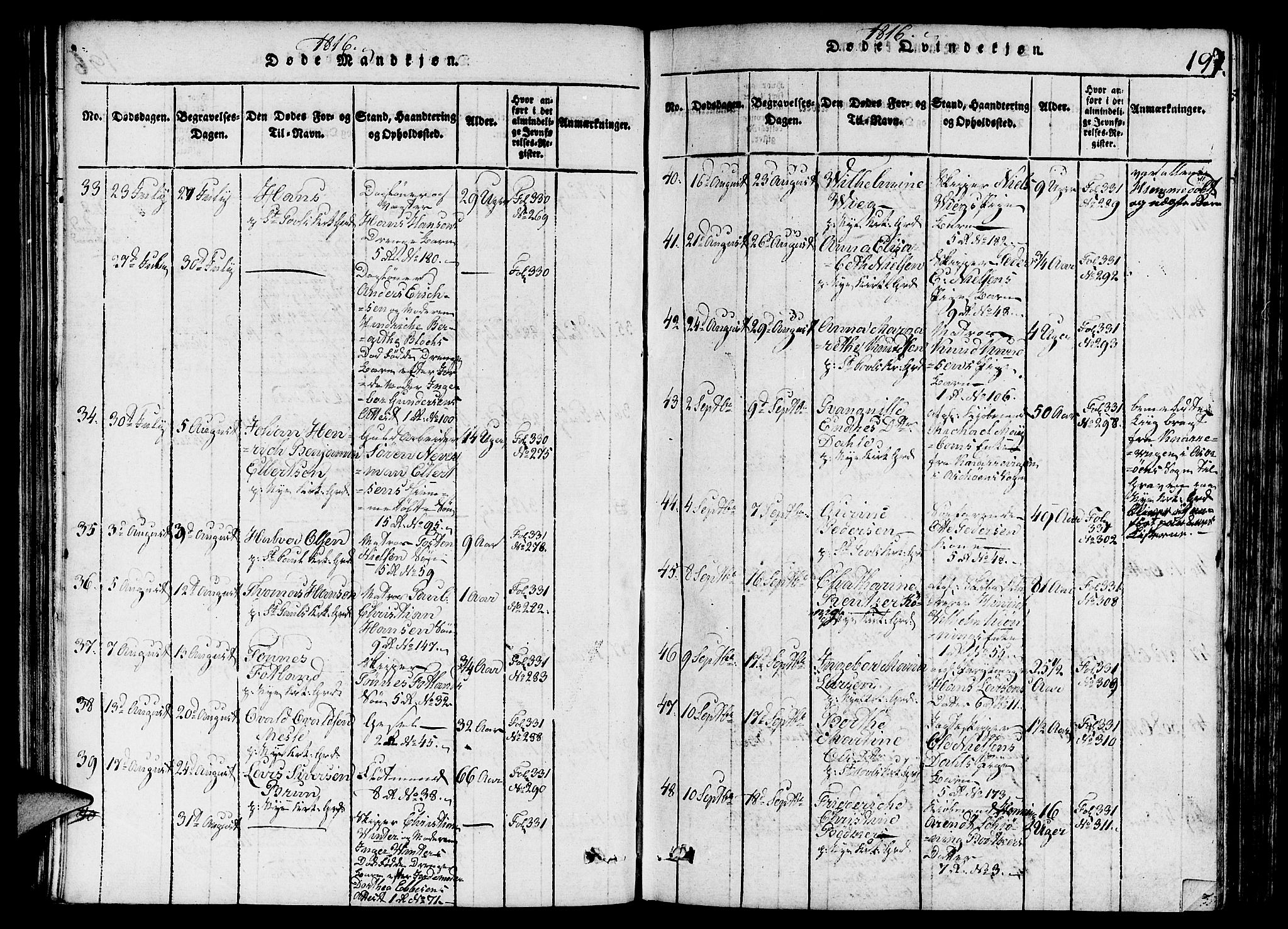 Nykirken Sokneprestembete, AV/SAB-A-77101/H/Hab/L0003: Parish register (copy) no. A 4, 1816-1821, p. 197