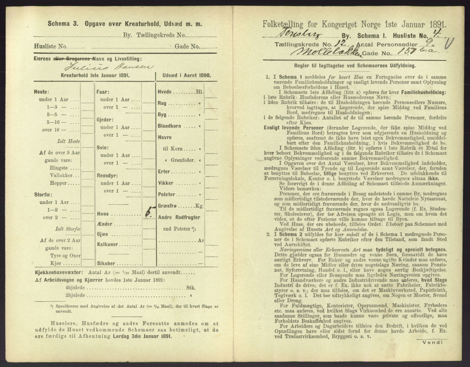 RA, 1891 census for 0705 Tønsberg, 1891, p. 468