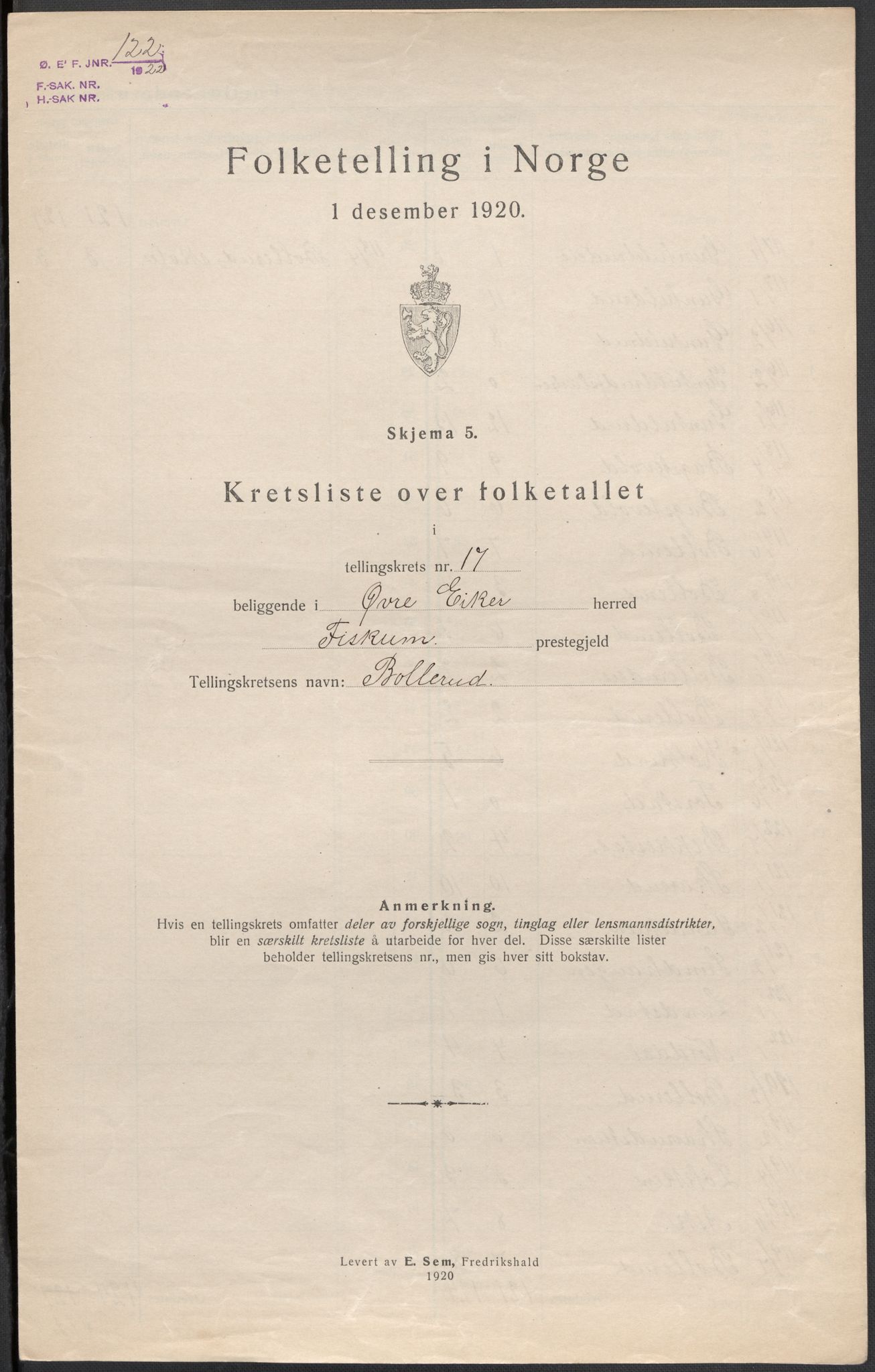 SAKO, 1920 census for Øvre Eiker, 1920, p. 67