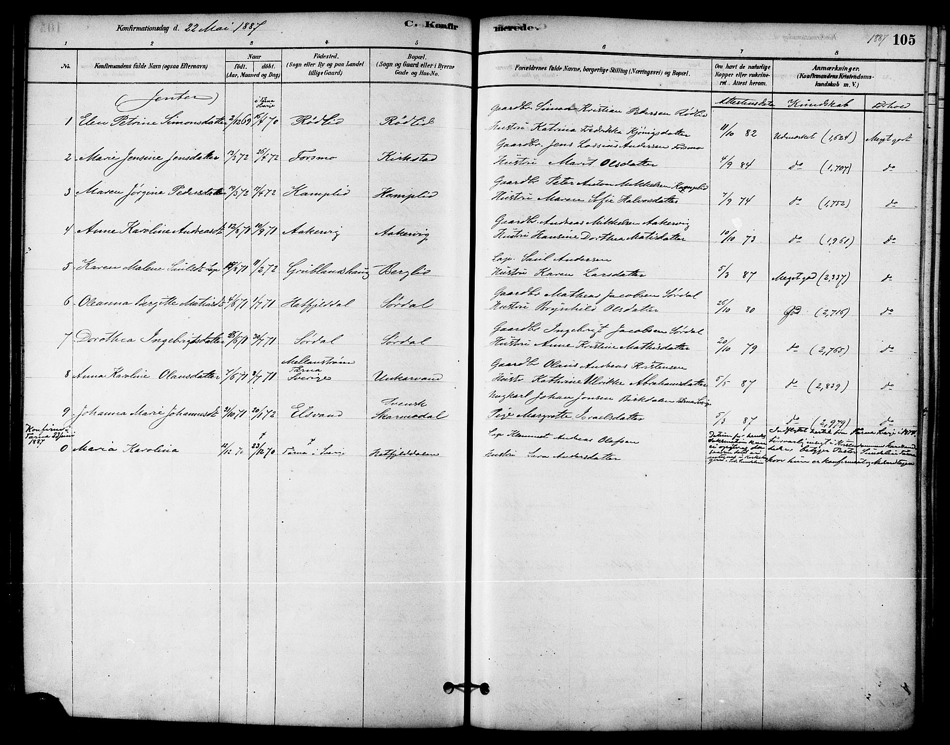 Ministerialprotokoller, klokkerbøker og fødselsregistre - Nordland, AV/SAT-A-1459/823/L0325: Parish register (official) no. 823A02, 1878-1898, p. 105