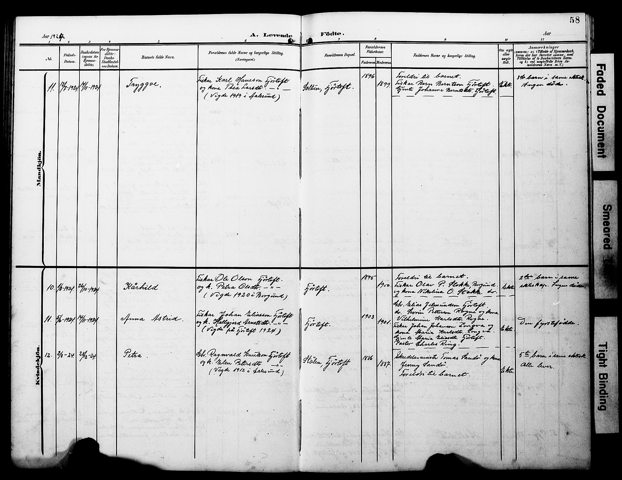 Ministerialprotokoller, klokkerbøker og fødselsregistre - Møre og Romsdal, AV/SAT-A-1454/538/L0524: Parish register (copy) no. 538C02, 1901-1931, p. 58