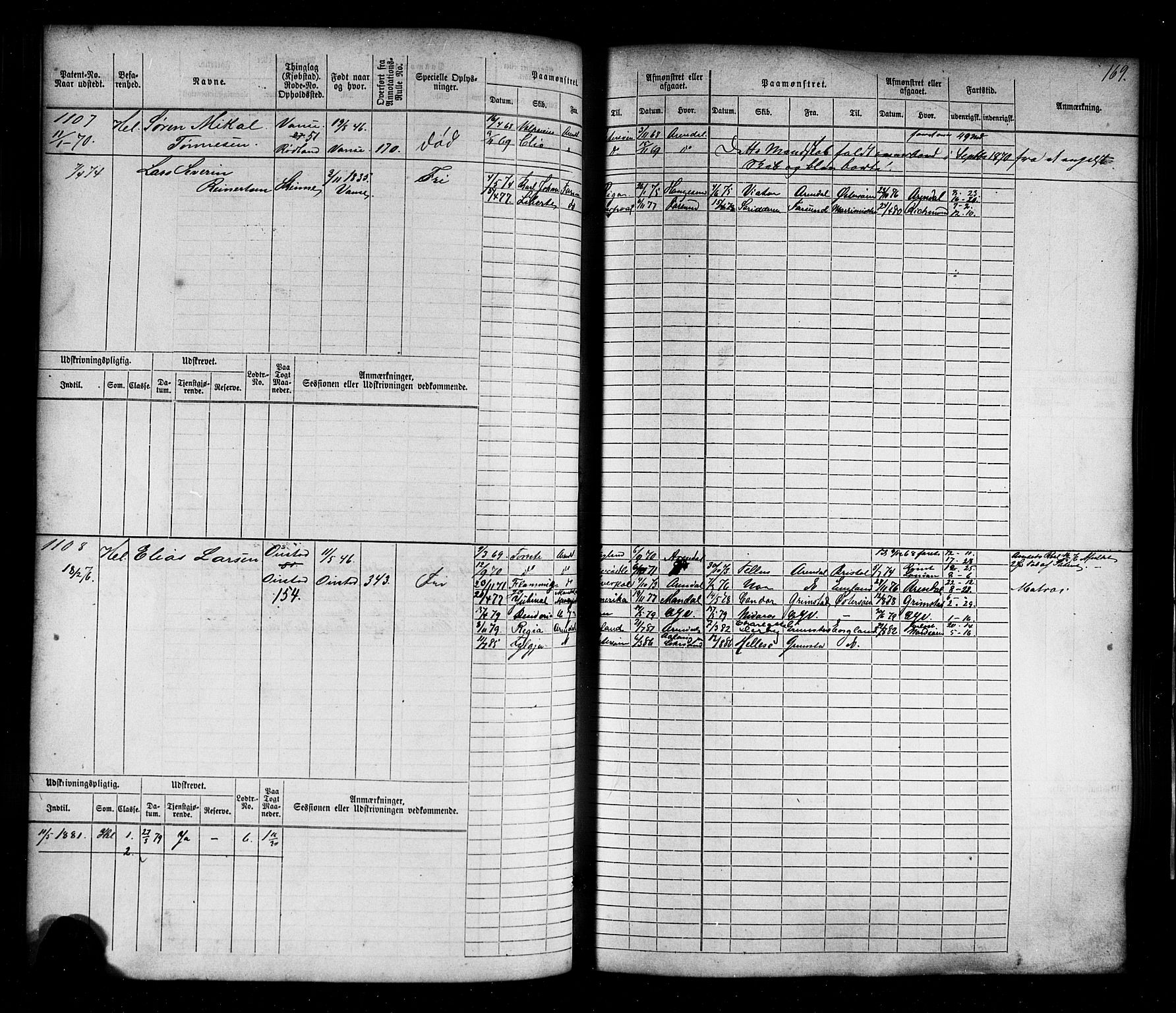 Farsund mønstringskrets, AV/SAK-2031-0017/F/Fb/L0016: Hovedrulle nr 771-1536, Z-8, 1868-1904, p. 181