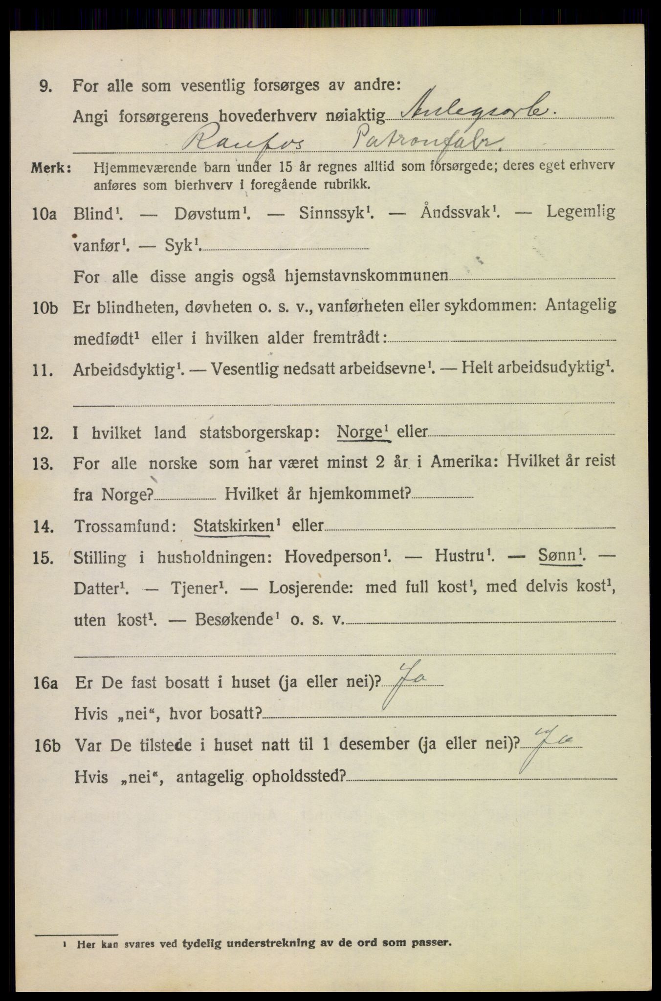 SAH, 1920 census for Vestre Toten, 1920, p. 9139