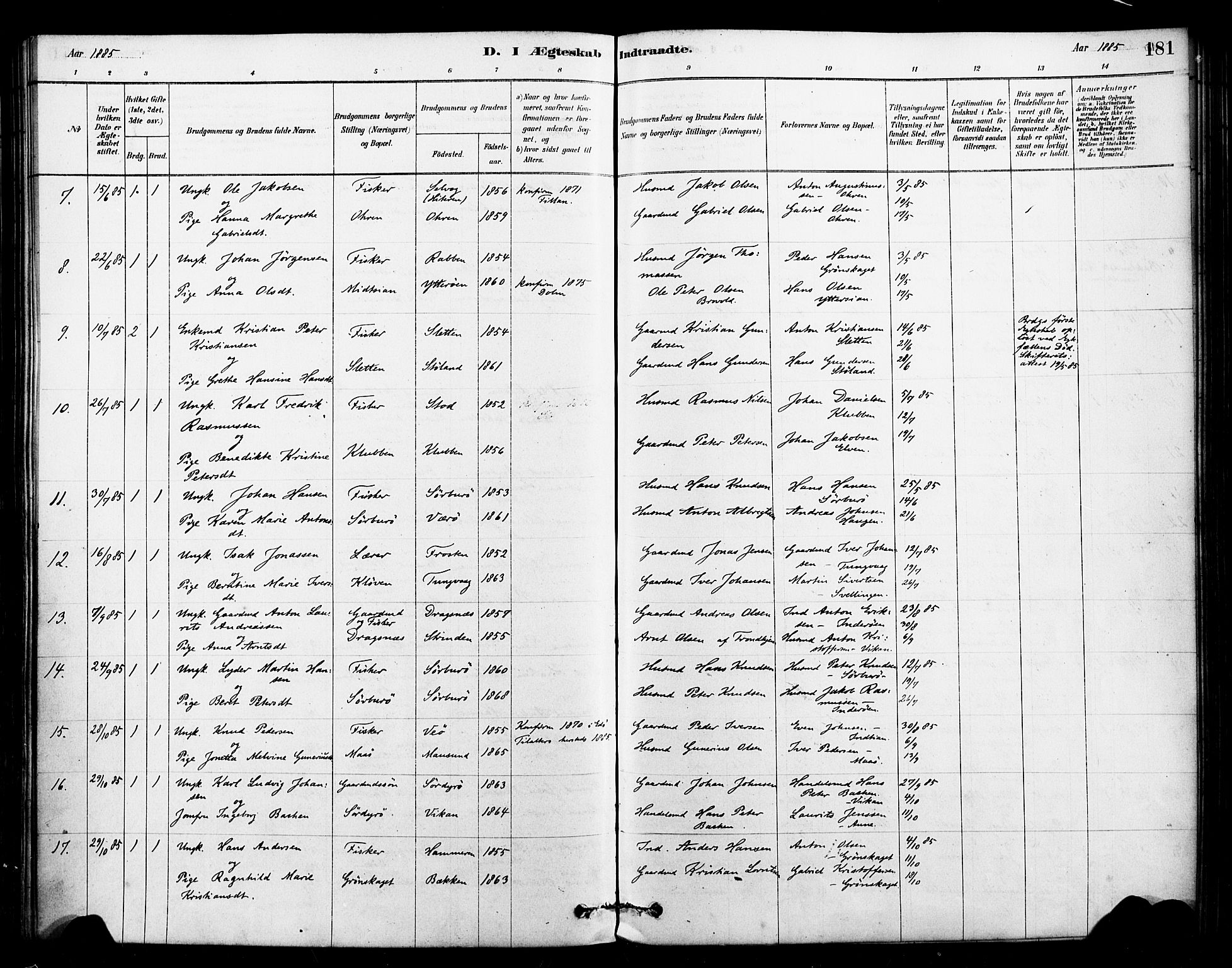 Ministerialprotokoller, klokkerbøker og fødselsregistre - Sør-Trøndelag, SAT/A-1456/640/L0578: Parish register (official) no. 640A03, 1879-1889, p. 181