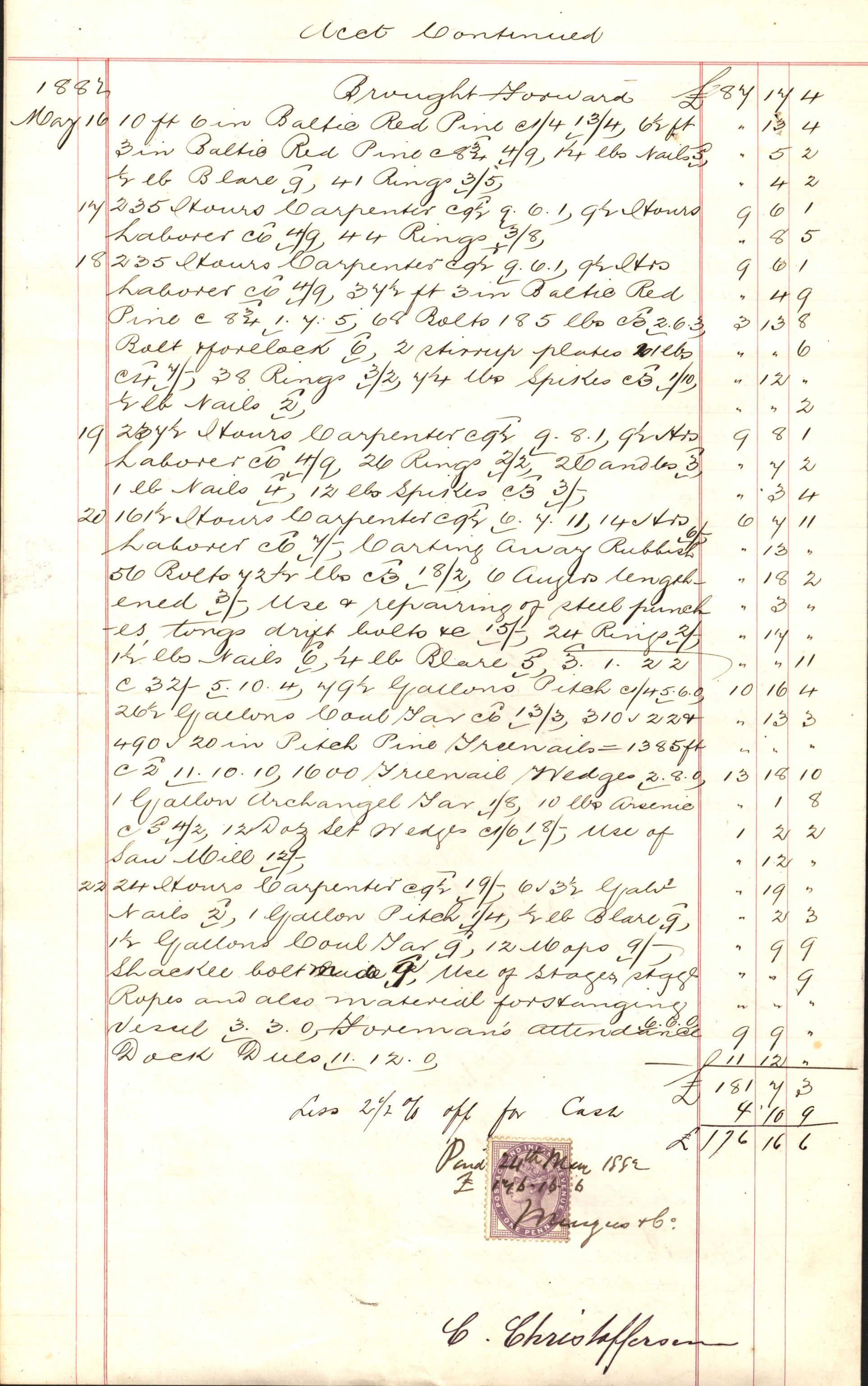 Pa 63 - Østlandske skibsassuranceforening, VEMU/A-1079/G/Ga/L0014/0012: Havaridokumenter / Sophie, Andover, Alliance, Anna, 1882, p. 80