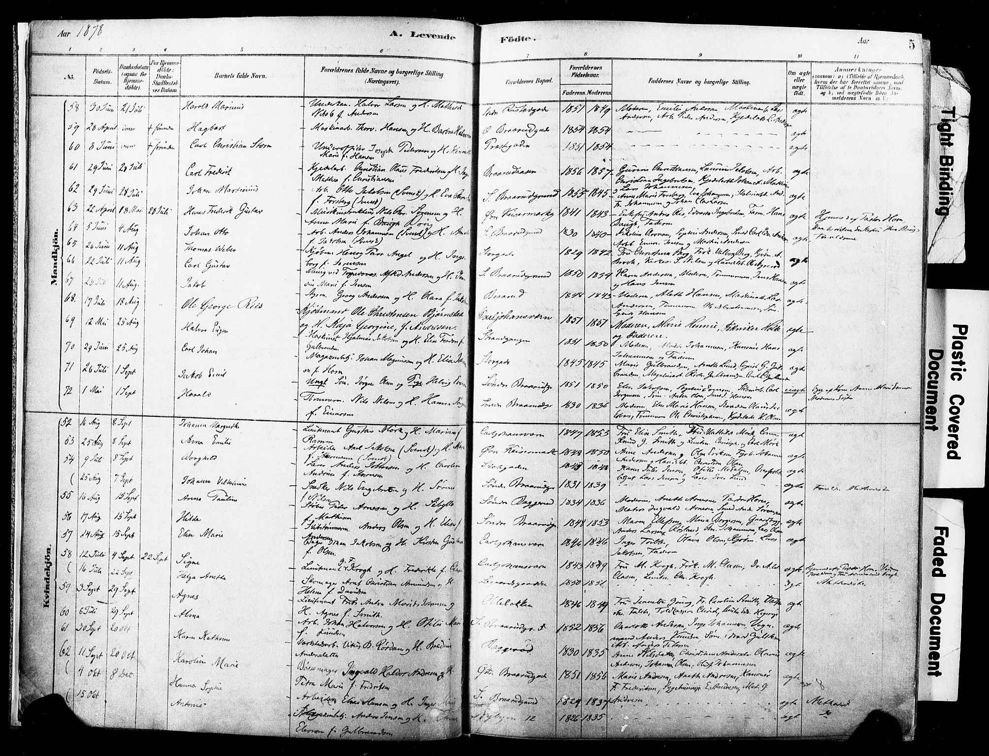 Horten kirkebøker, AV/SAKO-A-348/F/Fa/L0003: Parish register (official) no. 3, 1878-1887, p. 5