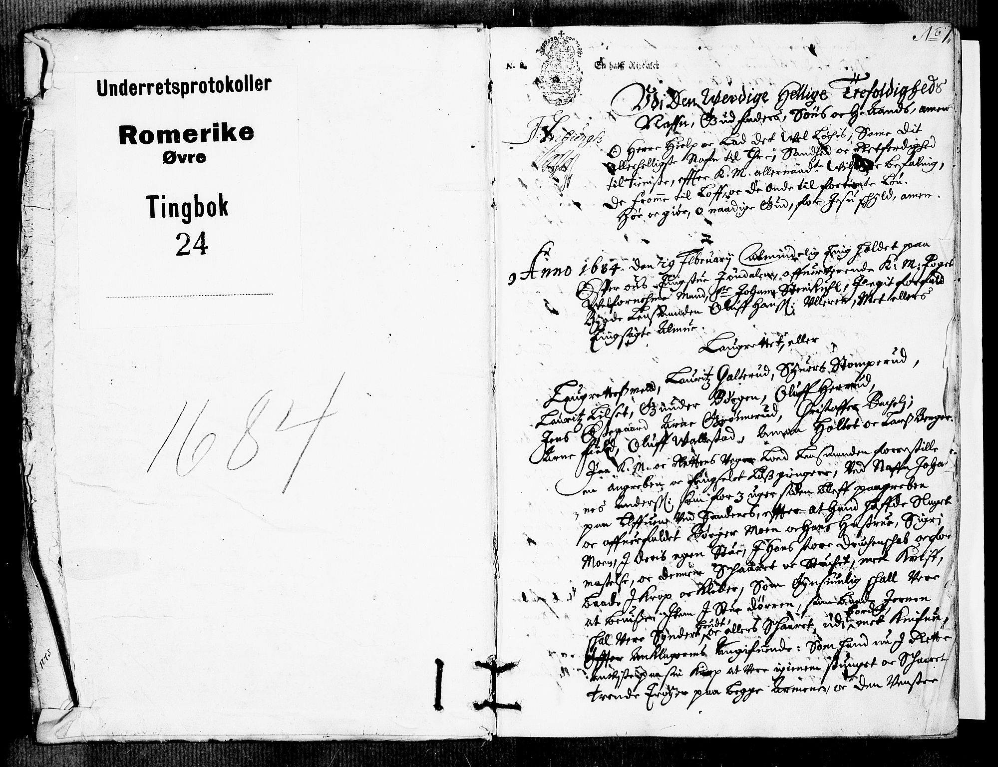 Øvre Romerike sorenskriveri, SAO/A-10649/F/Fb/L0024: Tingbok 24, 1684, p. 0b-1a