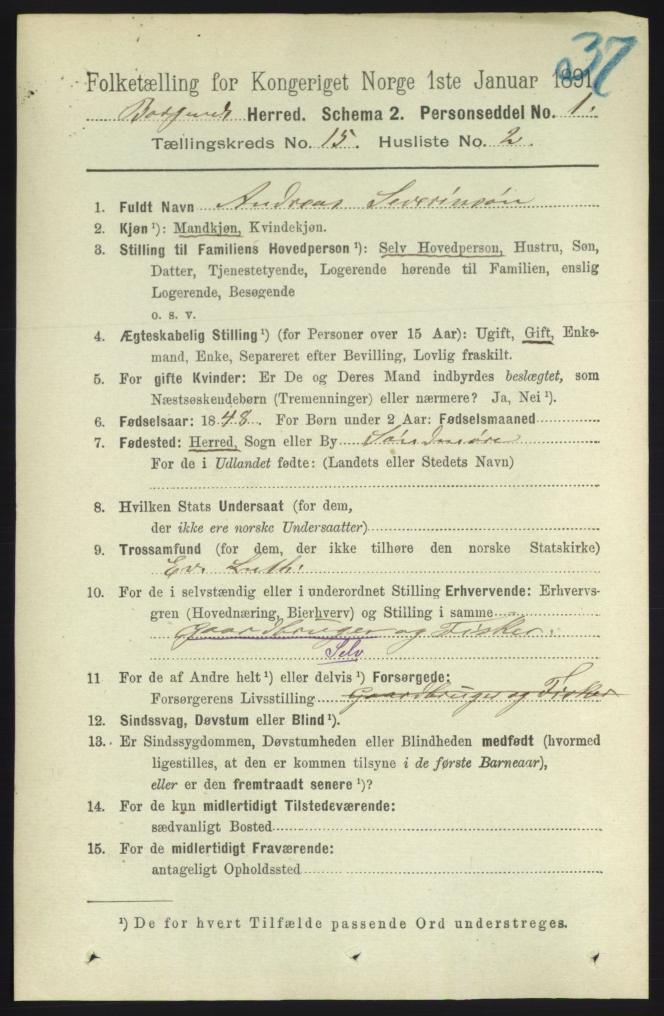 RA, 1891 census for 1531 Borgund, 1891, p. 4487