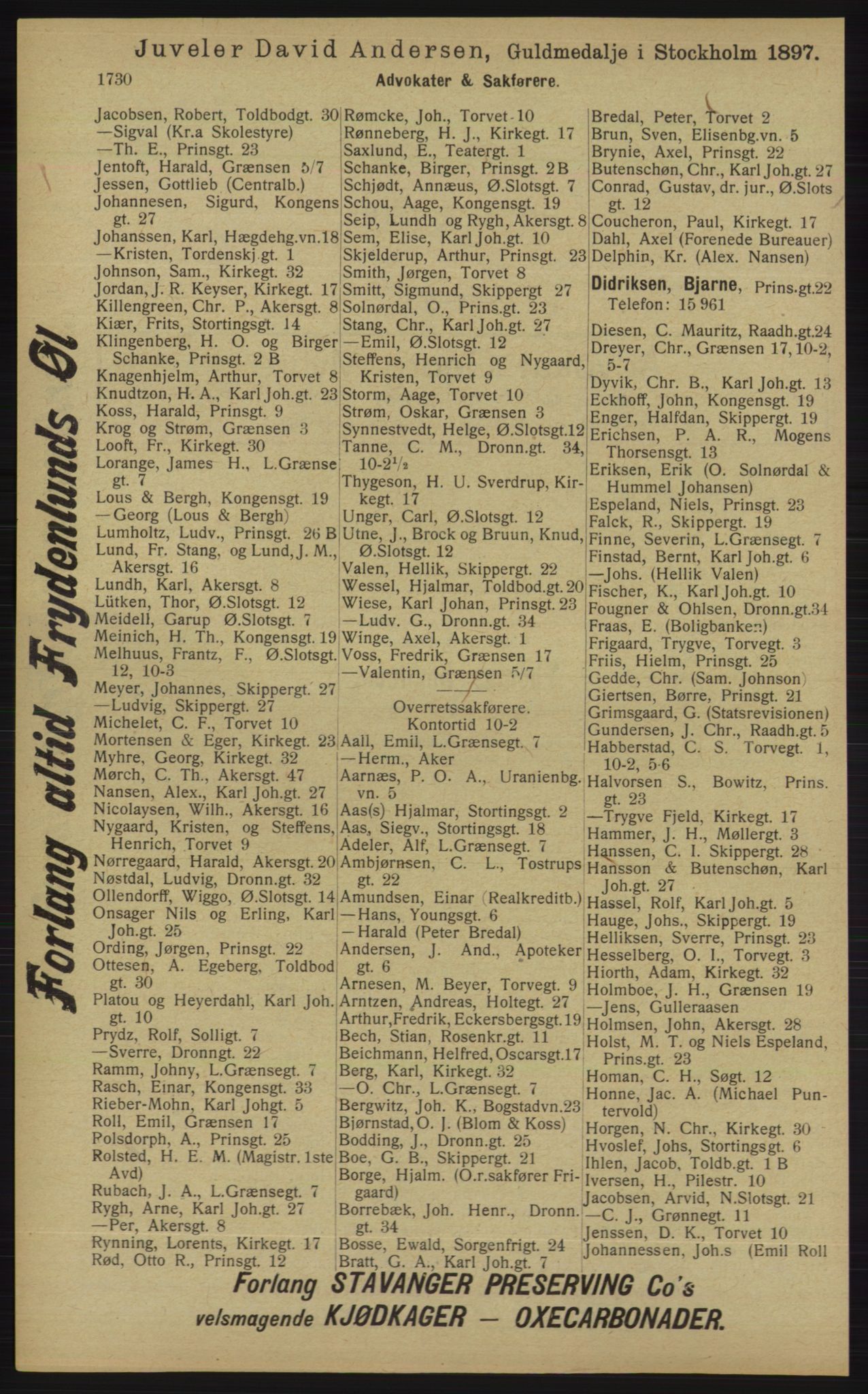 Kristiania/Oslo adressebok, PUBL/-, 1913, p. 1686