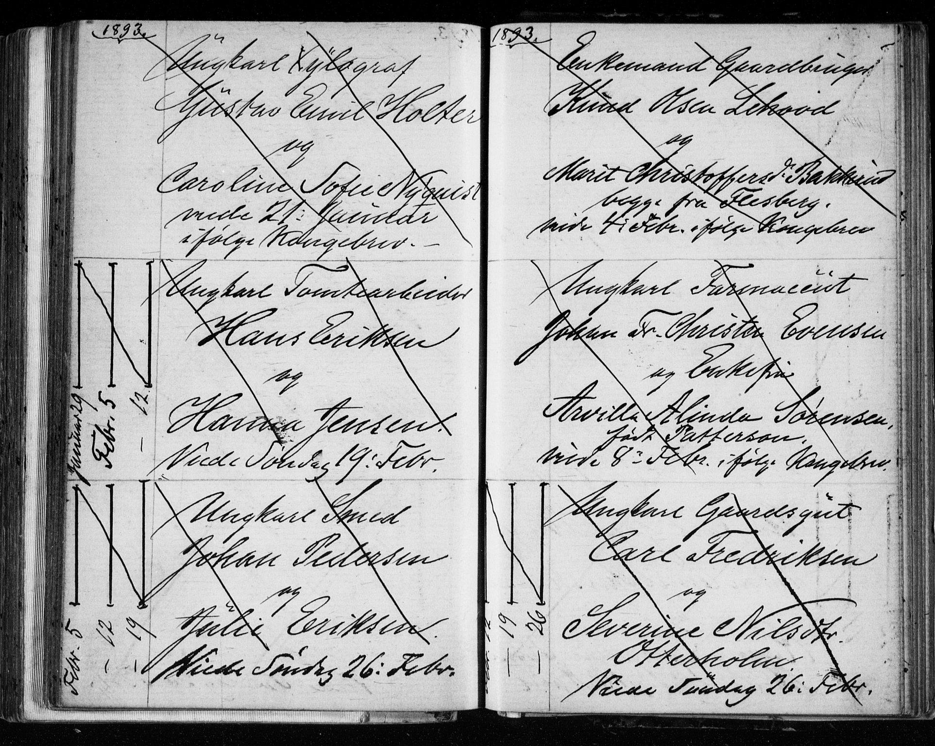 Bragernes kirkebøker, AV/SAKO-A-6/H/Ha/L0006: Banns register no. 6, 1873-1896