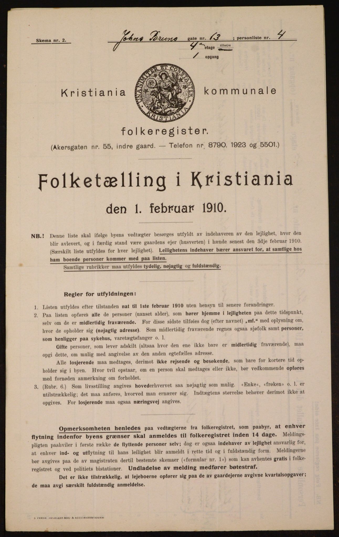 OBA, Municipal Census 1910 for Kristiania, 1910, p. 45814