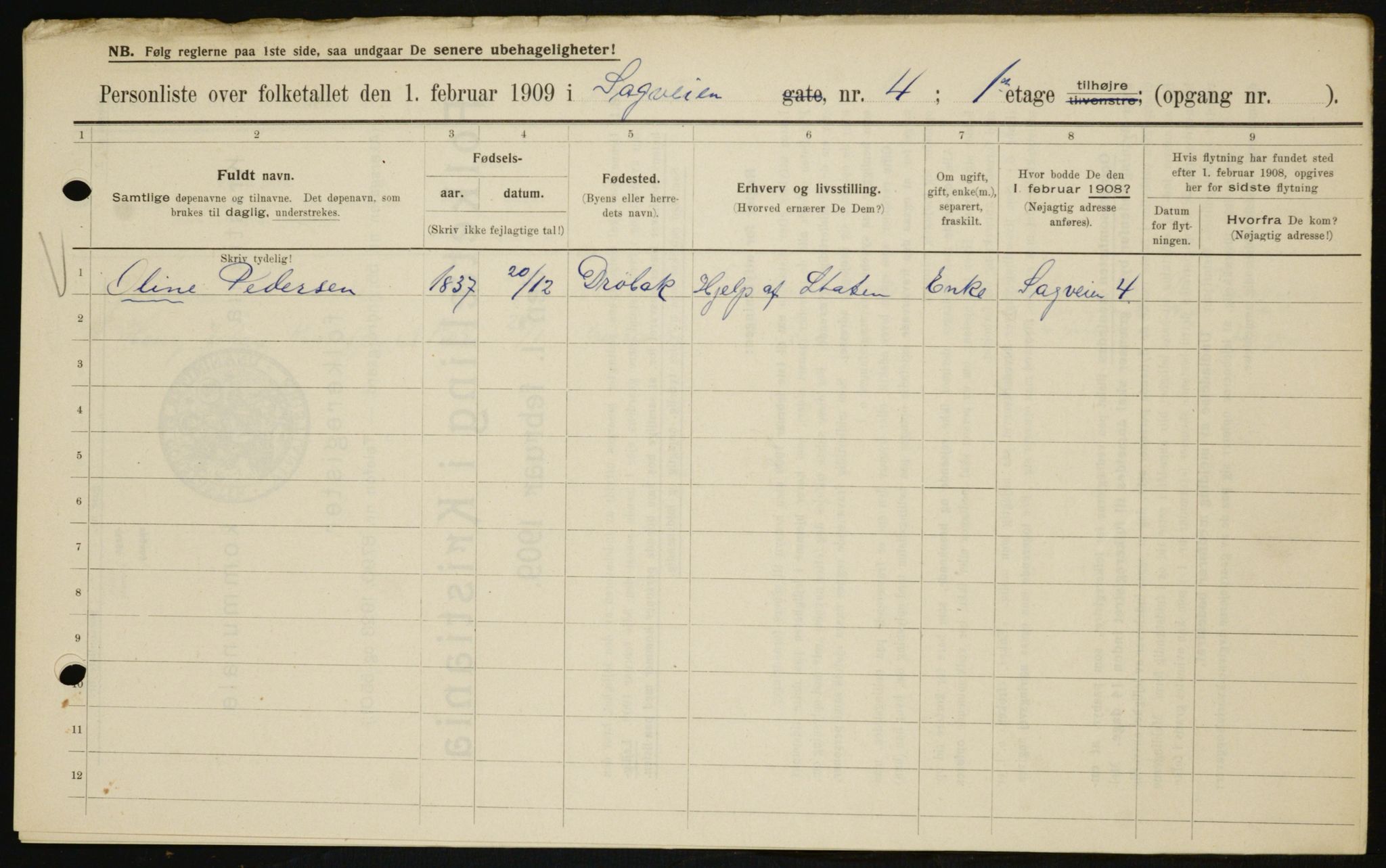 OBA, Municipal Census 1909 for Kristiania, 1909, p. 78591