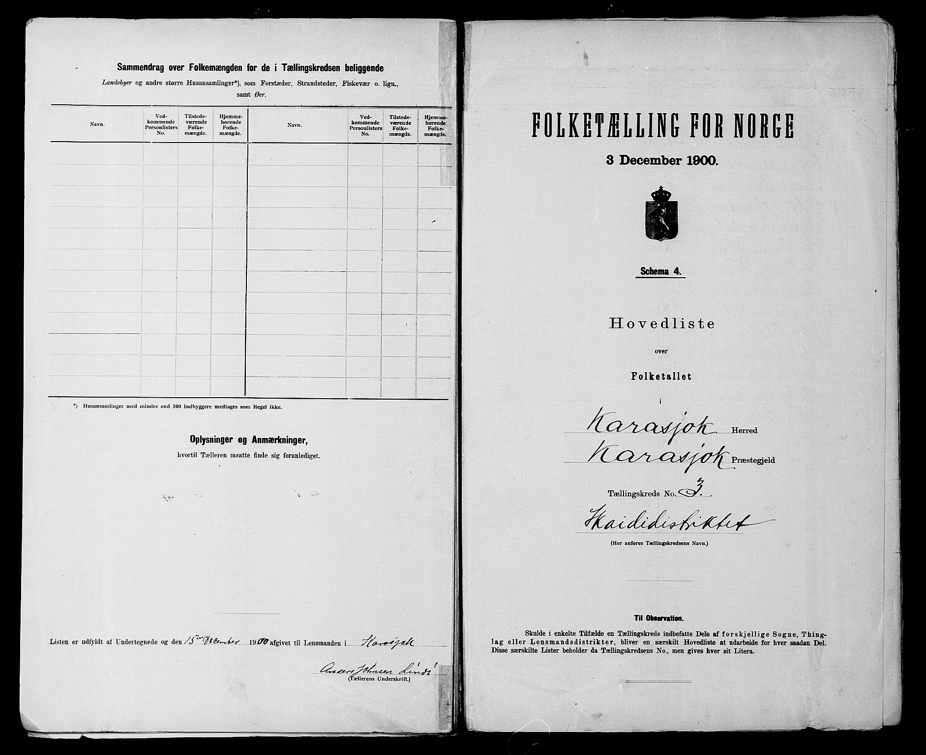 SATØ, 1900 census for Karasjok, 1900, p. 8