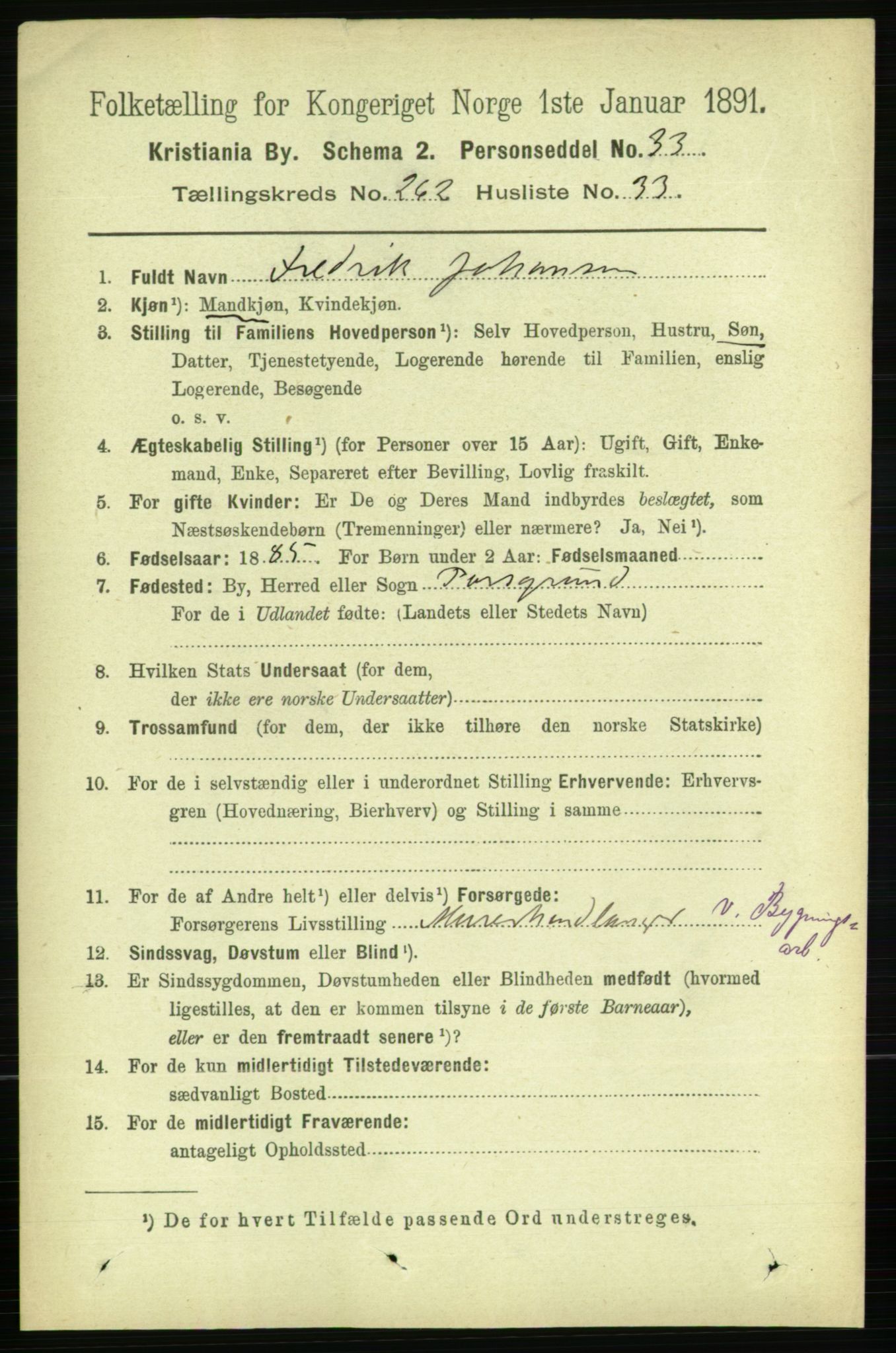 RA, 1891 census for 0301 Kristiania, 1891, p. 159603