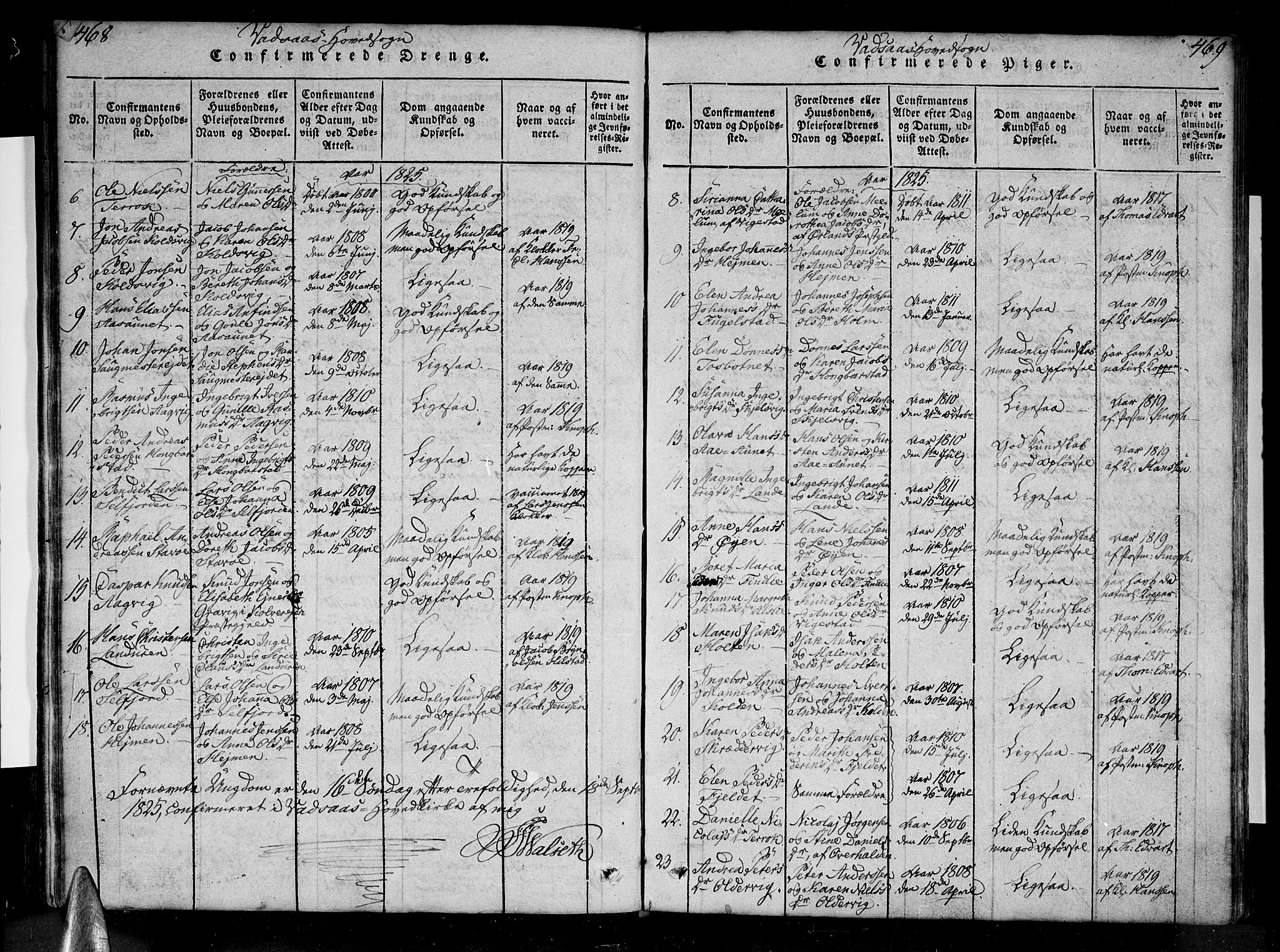 Ministerialprotokoller, klokkerbøker og fødselsregistre - Nordland, AV/SAT-A-1459/810/L0142: Parish register (official) no. 810A06 /1, 1819-1841, p. 468-469