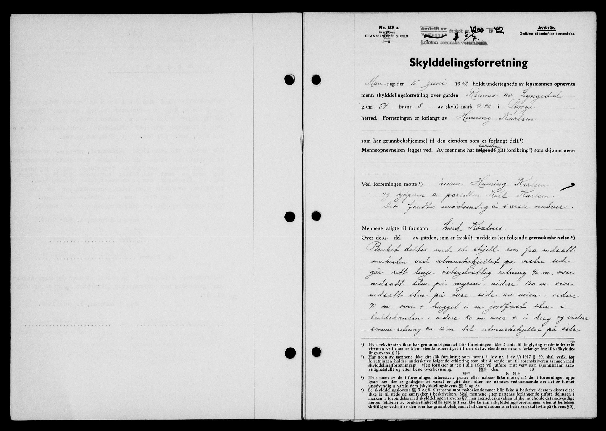 Lofoten sorenskriveri, SAT/A-0017/1/2/2C/L0010a: Mortgage book no. 10a, 1942-1943, Diary no: : 1200/1942
