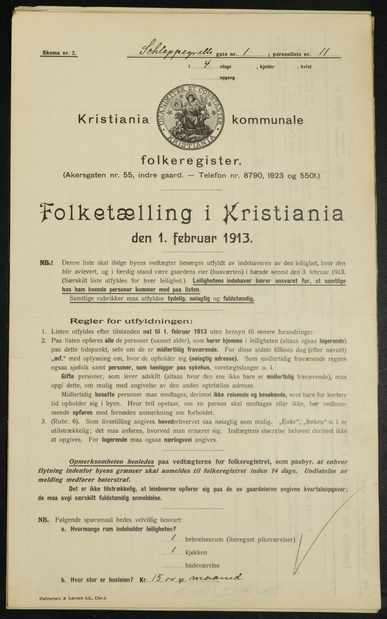 OBA, Municipal Census 1913 for Kristiania, 1913, p. 89580