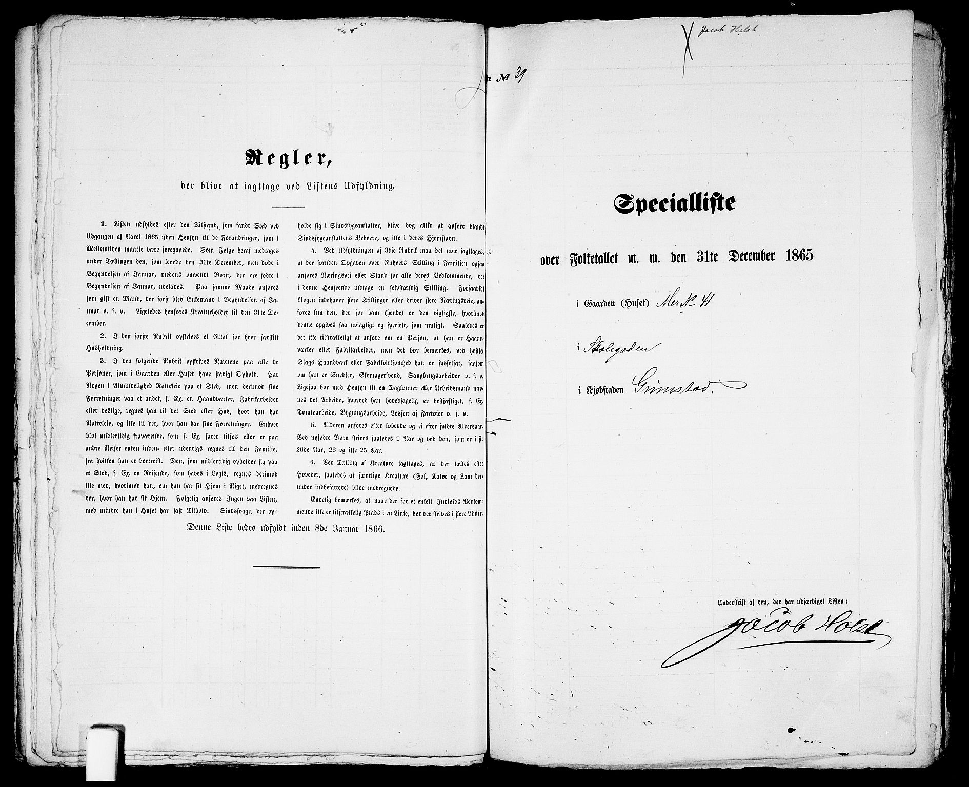 RA, 1865 census for Fjære/Grimstad, 1865, p. 84