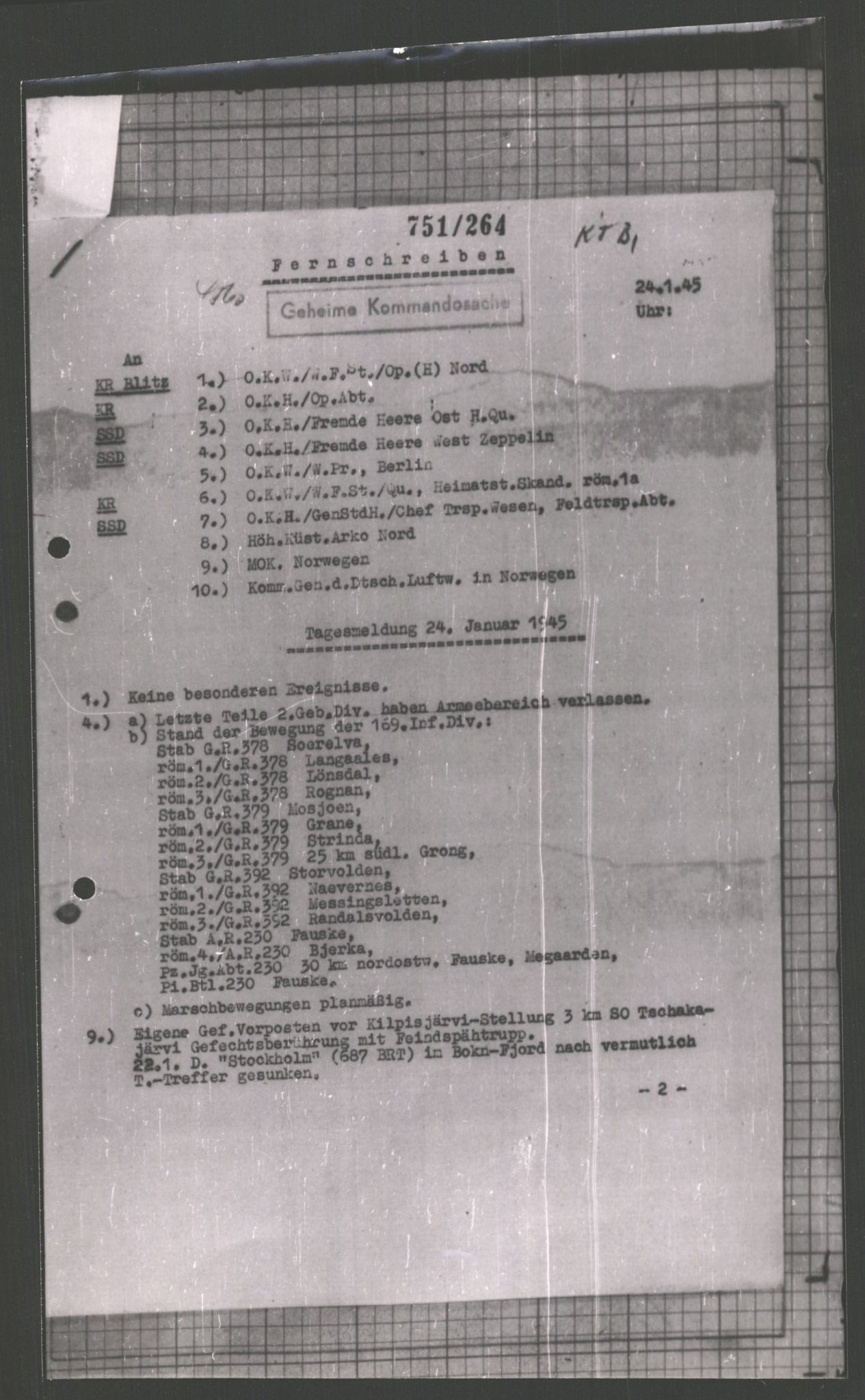 Forsvarets Overkommando. 2 kontor. Arkiv 11.4. Spredte tyske arkivsaker, AV/RA-RAFA-7031/D/Dar/Dara/L0002: Krigsdagbøker for 20. Gebirgs-Armee-Oberkommando (AOK 20), 1945, p. 252