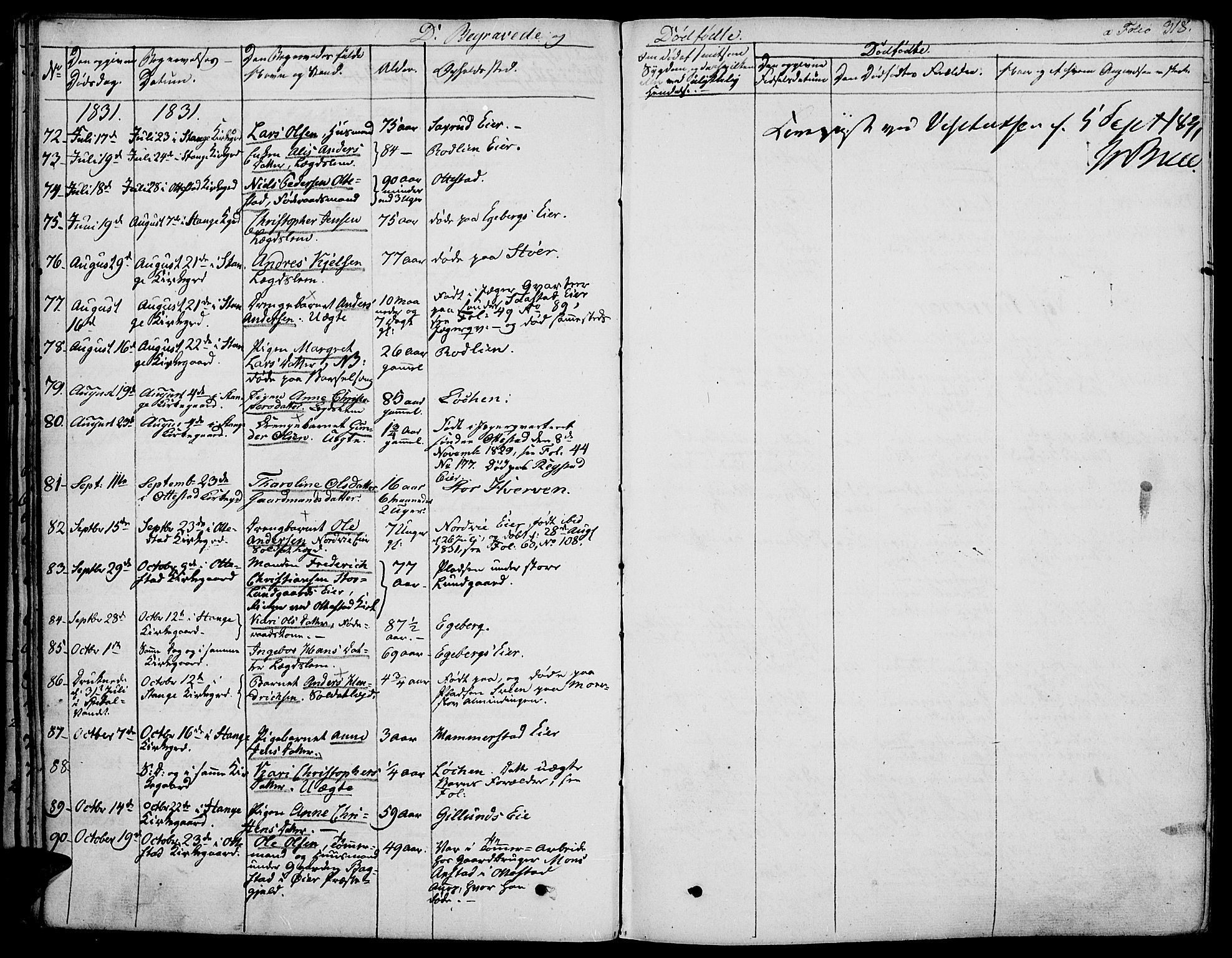 Stange prestekontor, AV/SAH-PREST-002/K/L0009: Parish register (official) no. 9, 1826-1835, p. 318