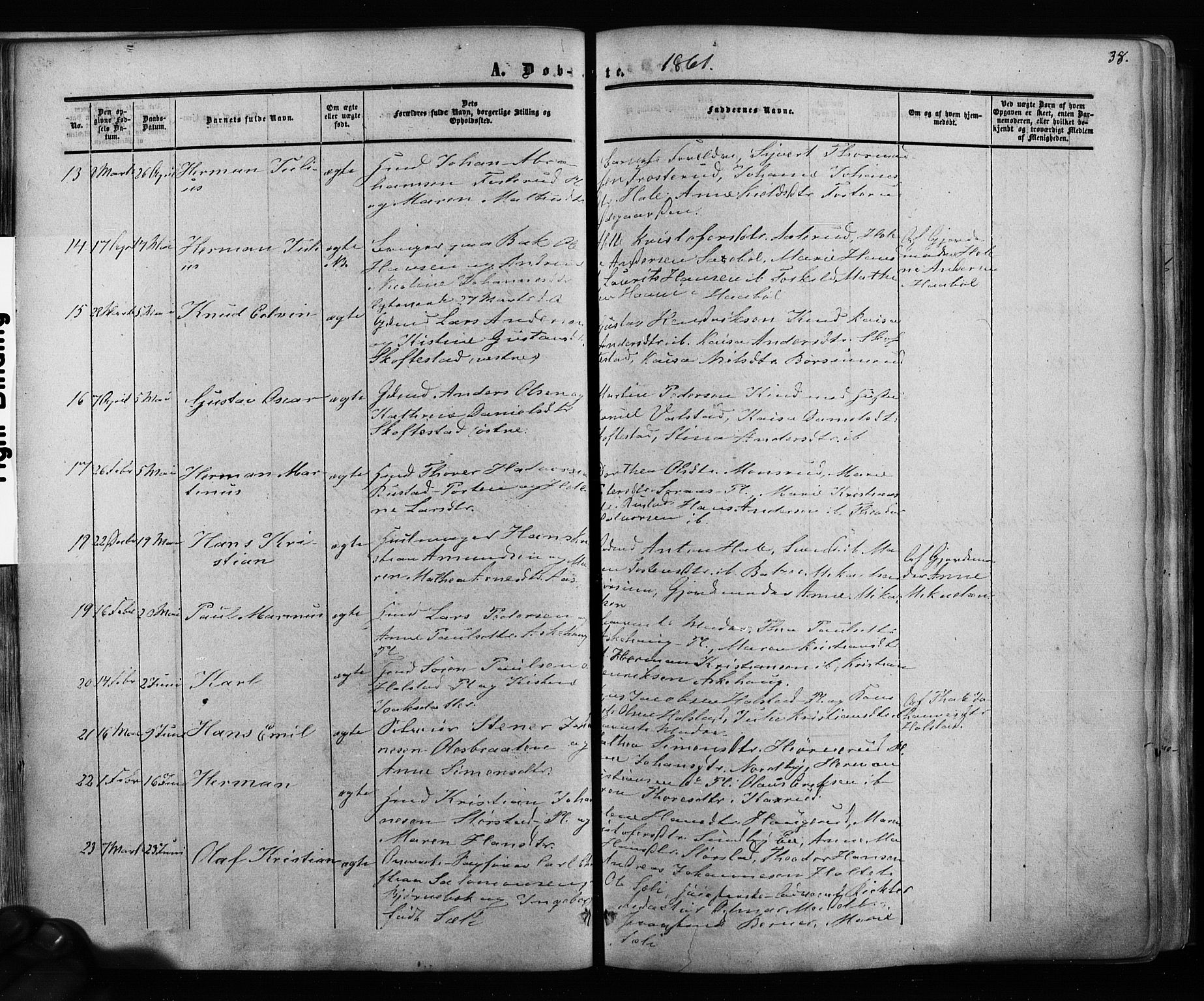 Ås prestekontor Kirkebøker, AV/SAO-A-10894/F/Fa/L0007: Parish register (official) no. I 7, 1854-1870, p. 38