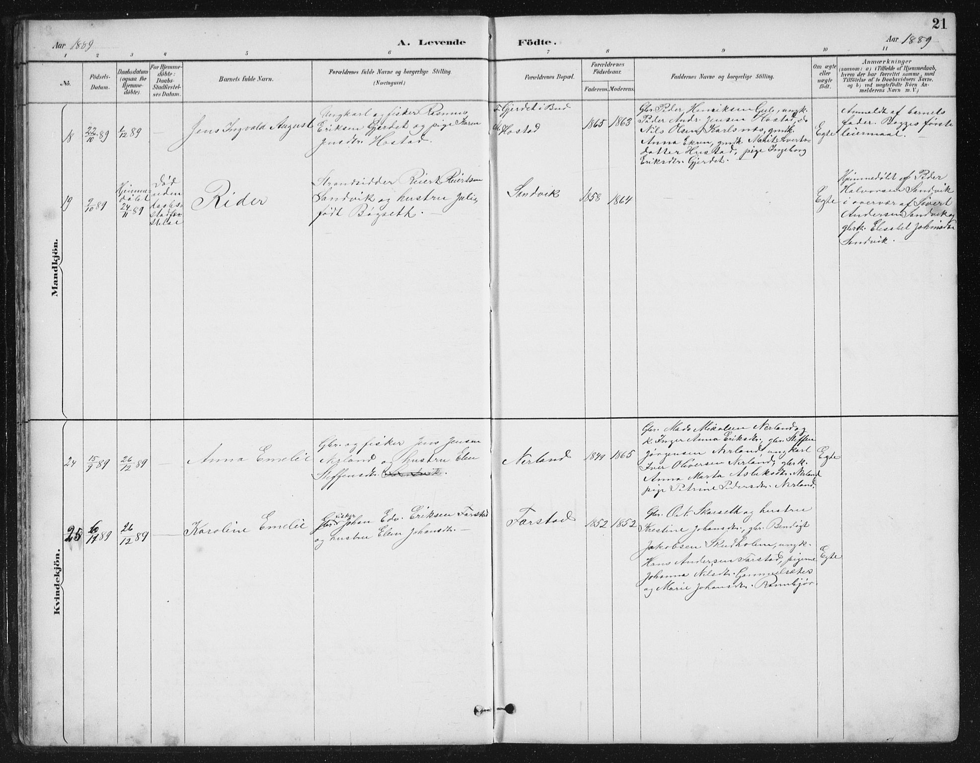 Ministerialprotokoller, klokkerbøker og fødselsregistre - Møre og Romsdal, AV/SAT-A-1454/567/L0783: Parish register (copy) no. 567C03, 1887-1903, p. 21