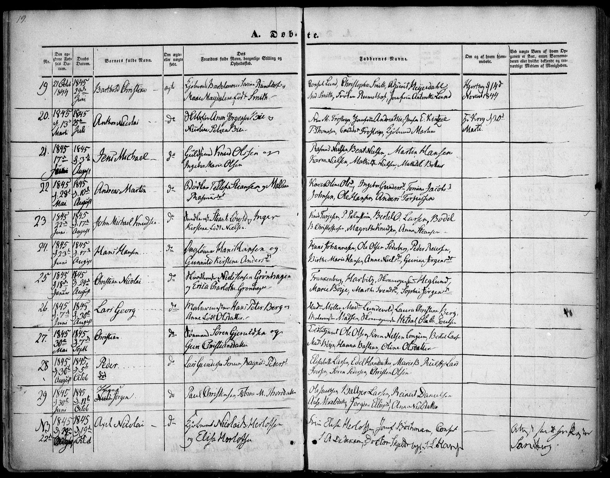 Arendal sokneprestkontor, Trefoldighet, SAK/1111-0040/F/Fa/L0005: Parish register (official) no. A 5, 1838-1854, p. 19