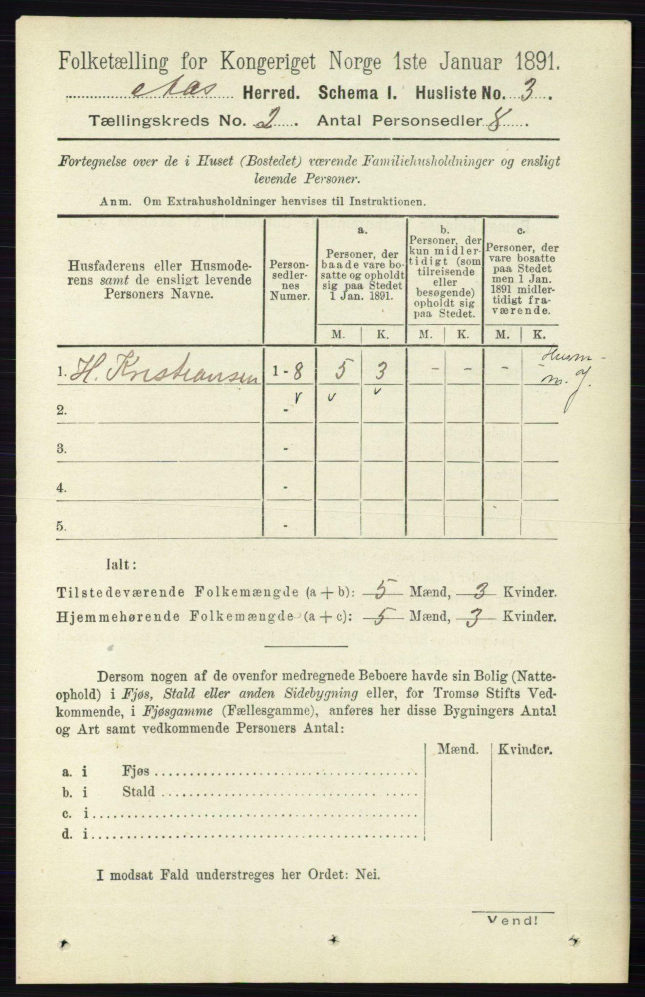 RA, 1891 census for 0214 Ås, 1891, p. 1505